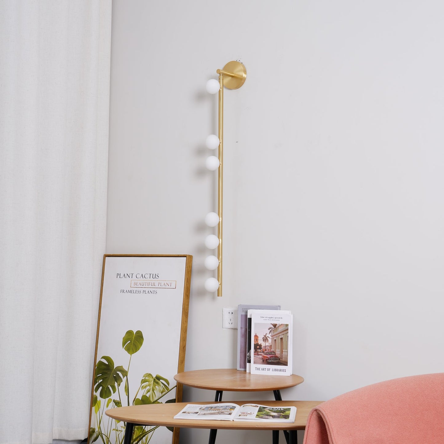 Brass Glass Tube Wall Lamp - Elegant Design with Adjustable Lighting