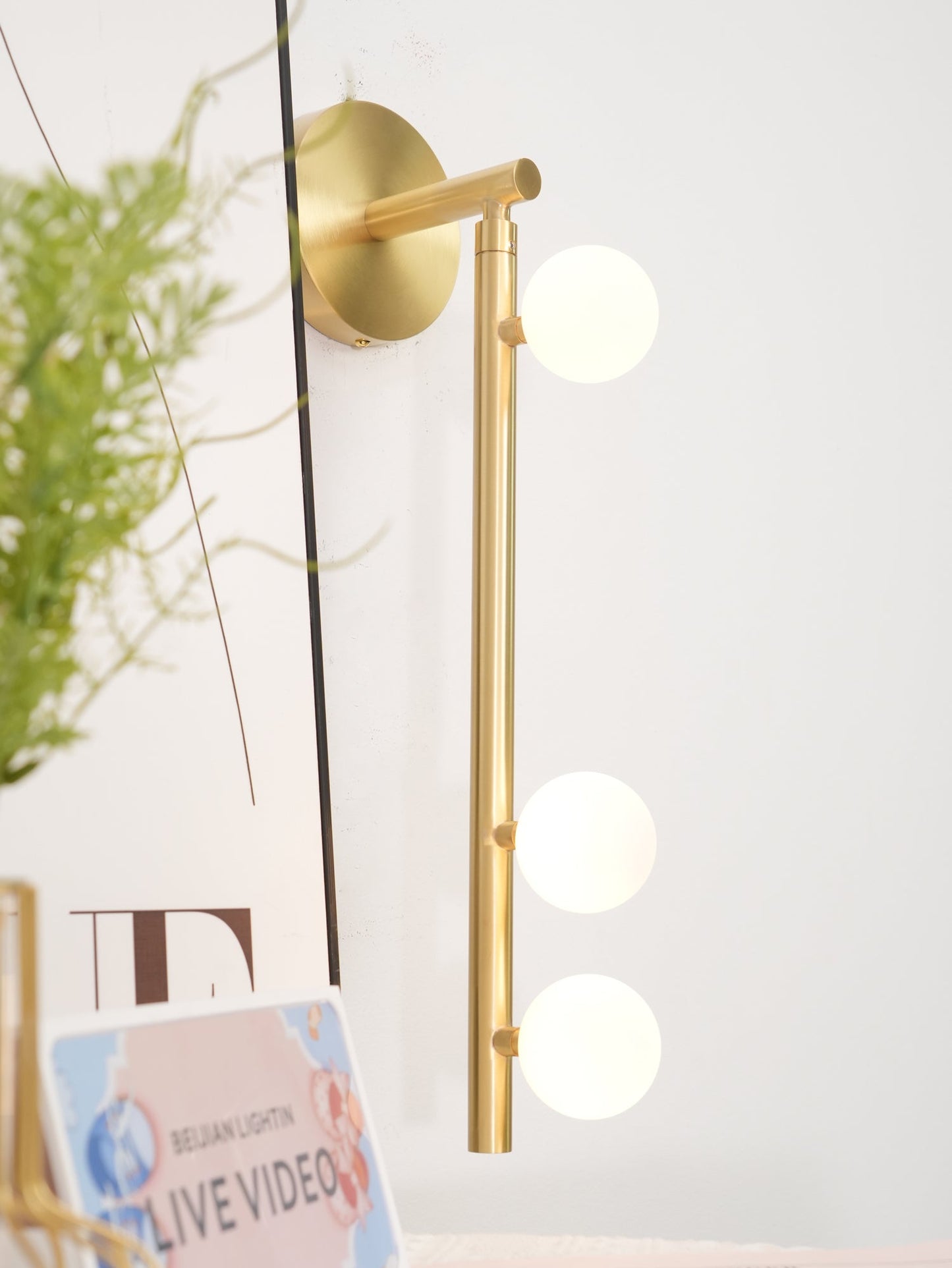 Brass Glass Tube Wall Lamp - Elegant Design with Adjustable Lighting