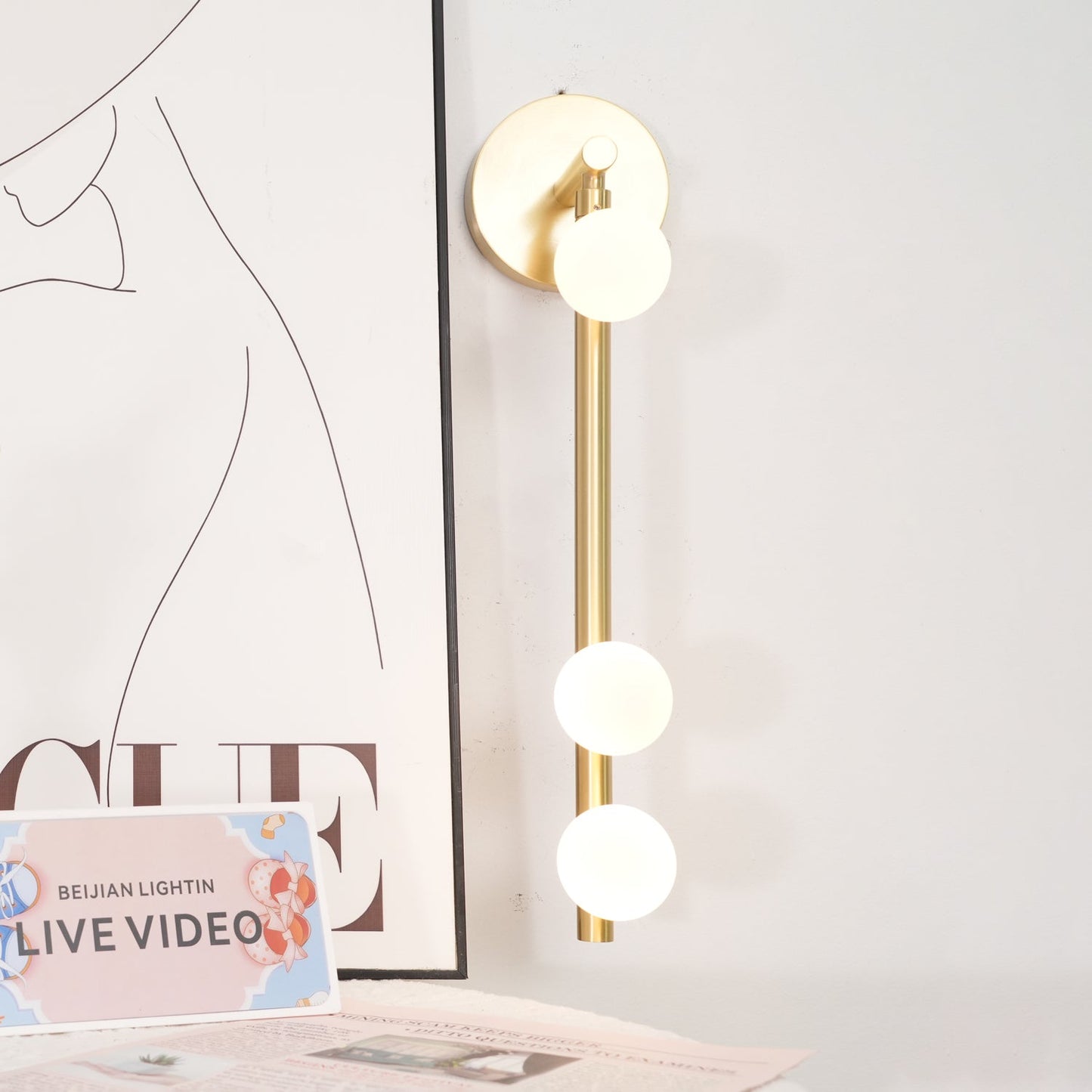 Brass Glass Tube Wall Lamp - Elegant Design with Adjustable Lighting