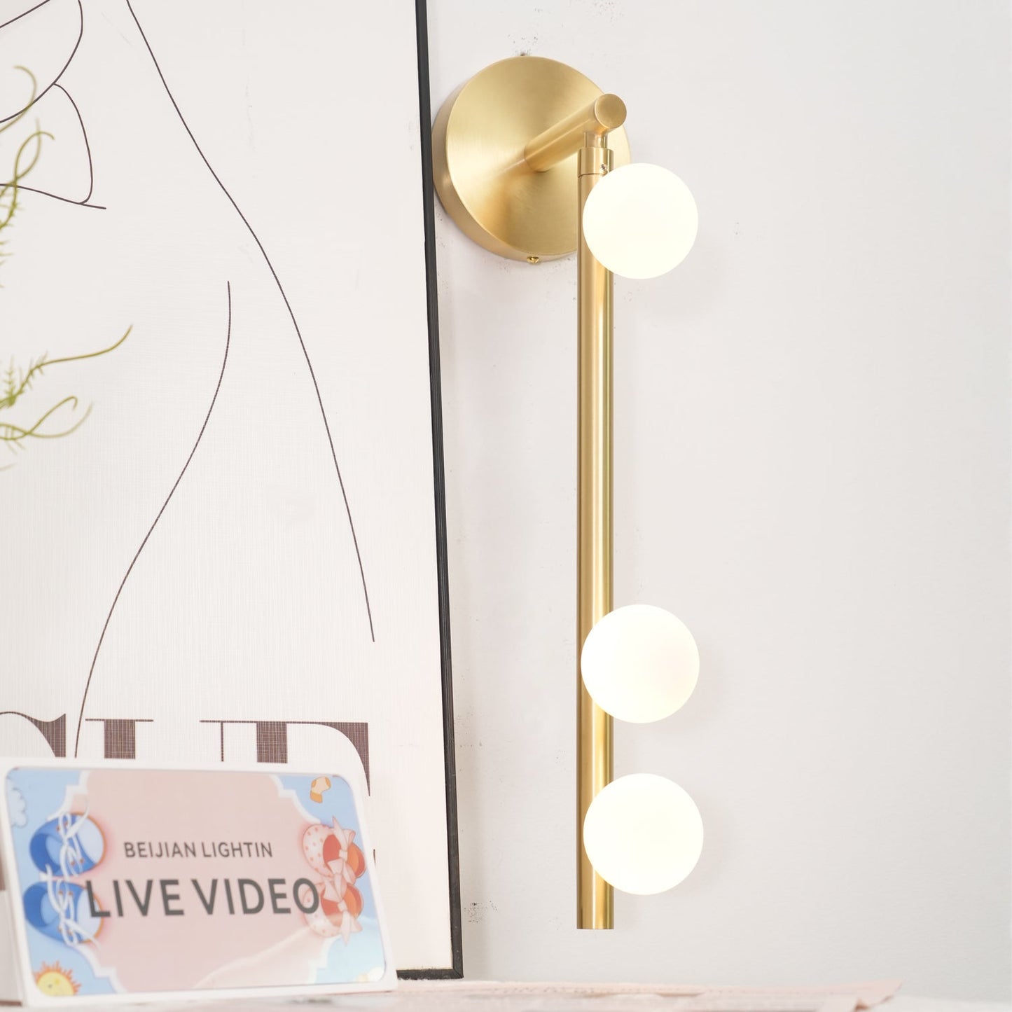 Brass Glass Tube Wall Lamp - Elegant Design with Adjustable Lighting