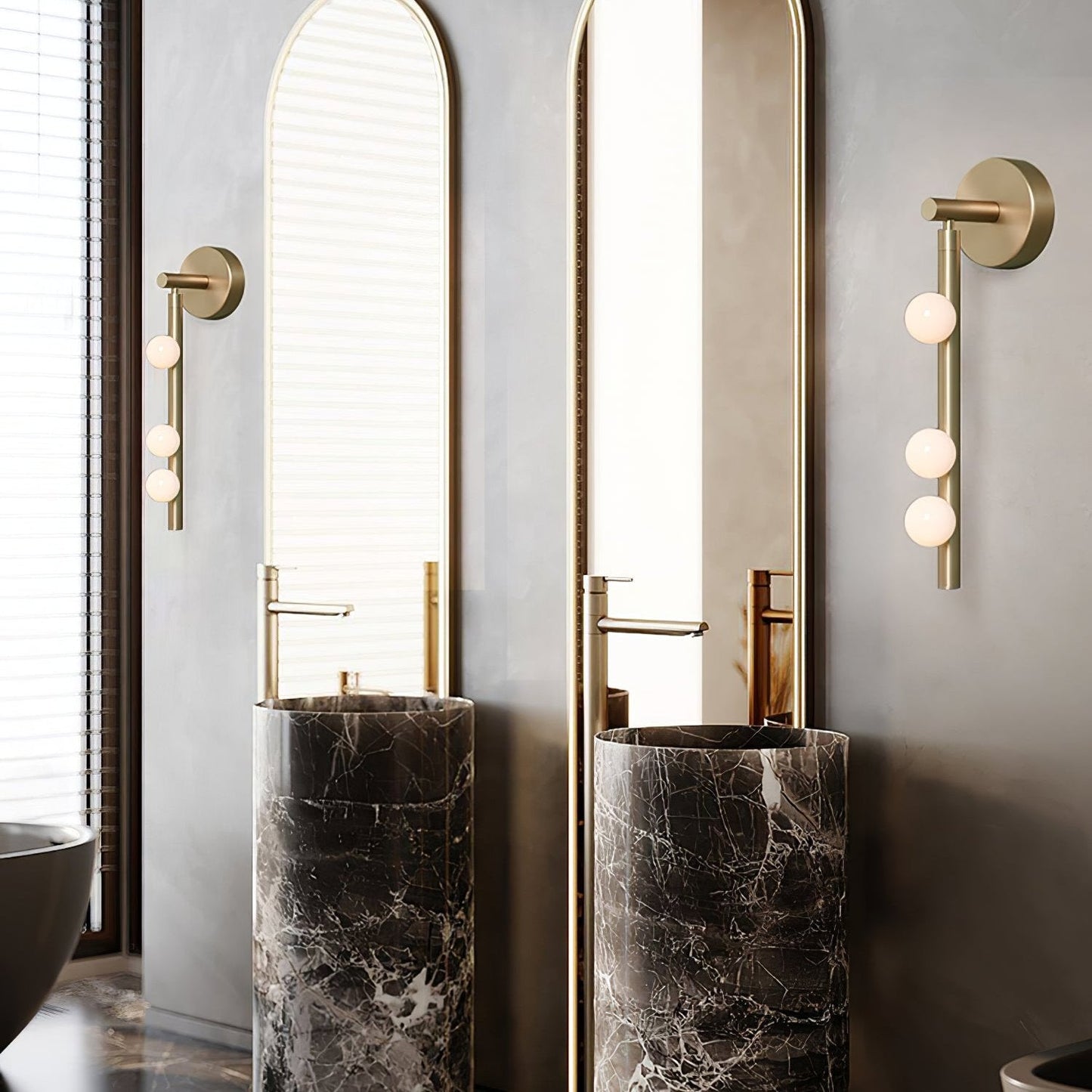 Brass Glass Tube Wall Lamp - Elegant Design with Adjustable Lighting