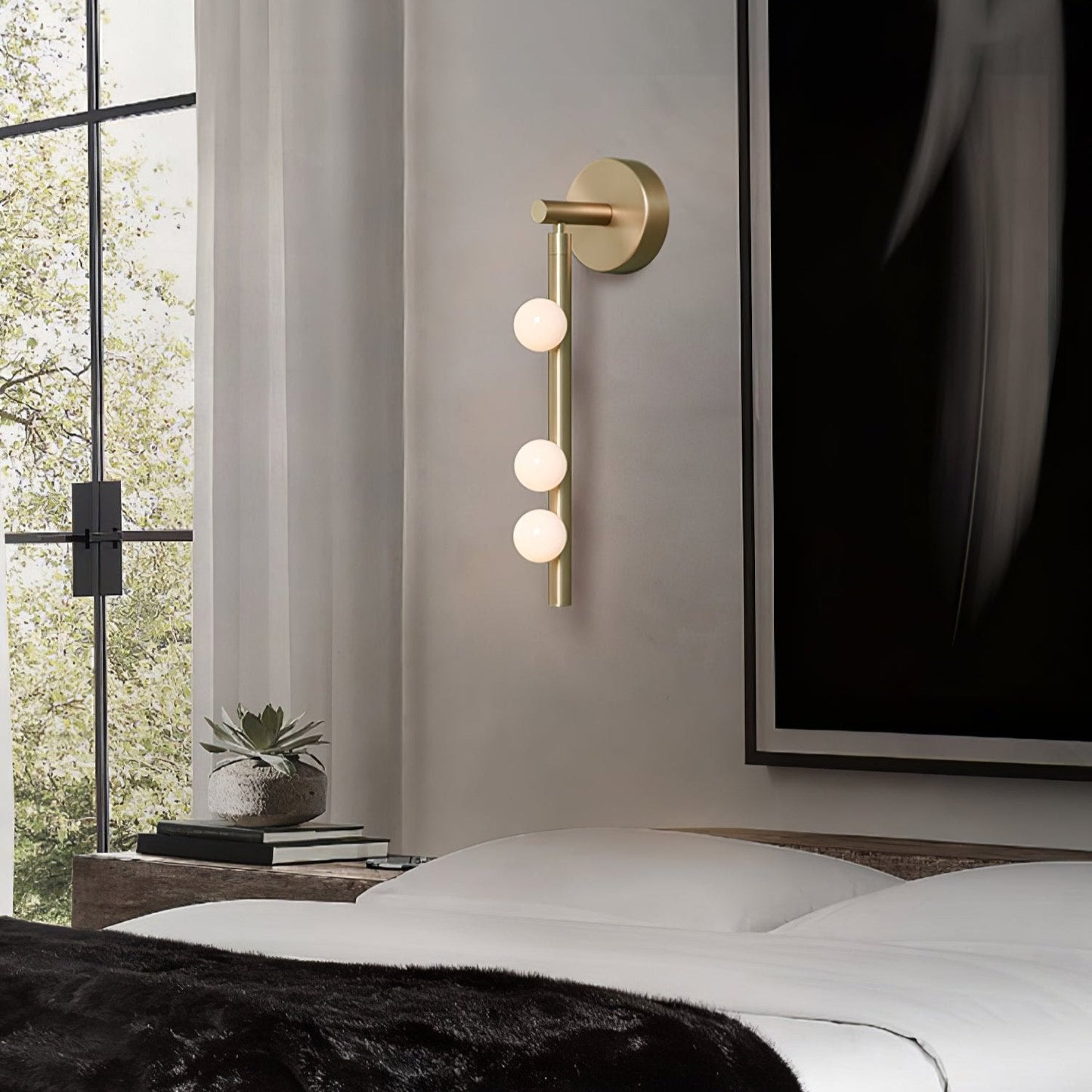 Brass Glass Tube Wall Lamp - Elegant Design with Adjustable Lighting