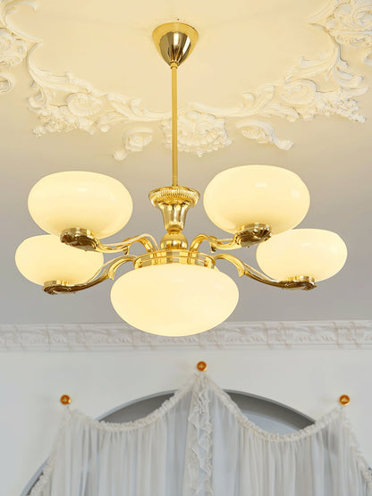 Brass Radiance Orb Chandelier - Adjustable Height, LED Compatible