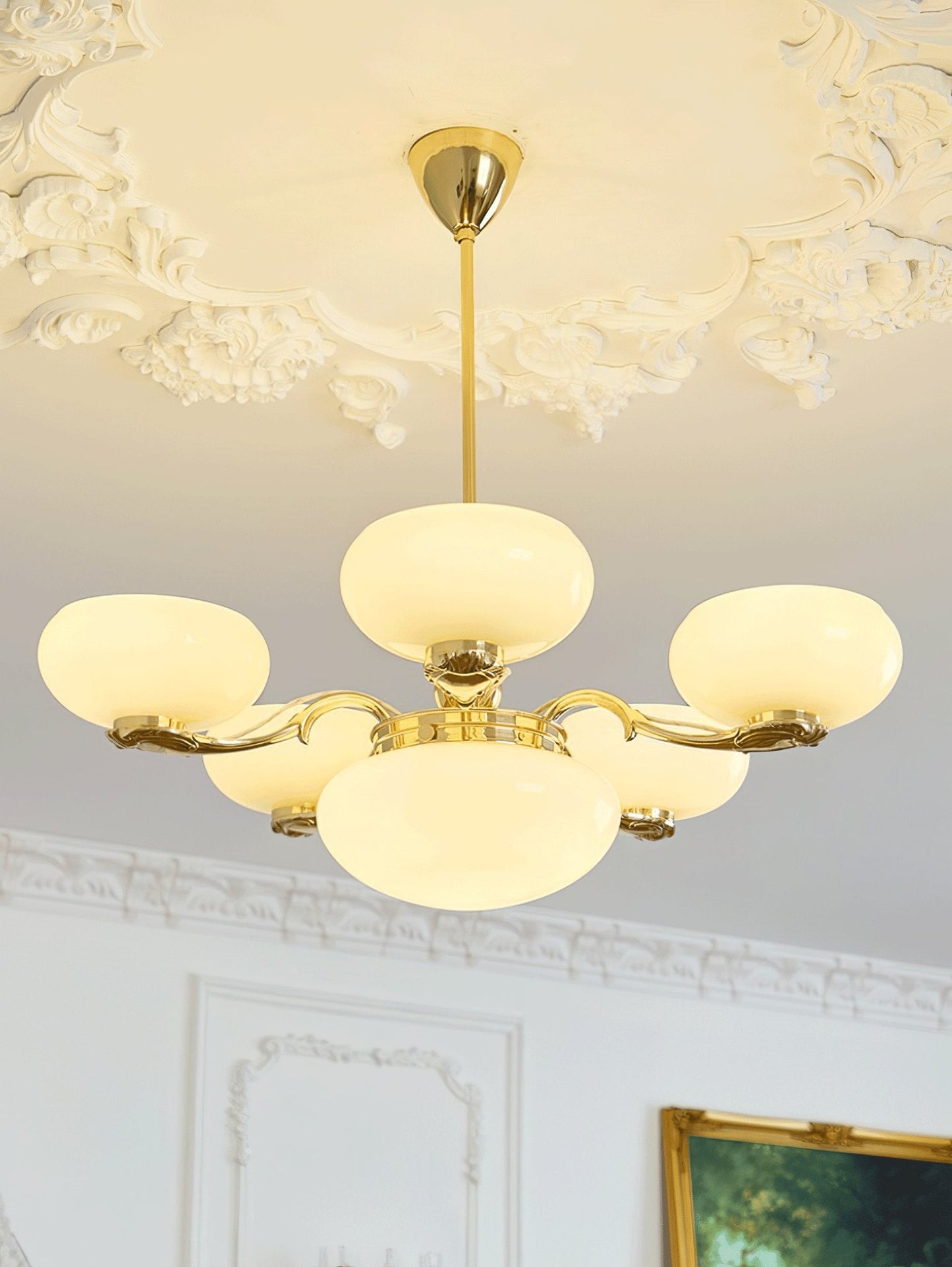 Brass Radiance Orb Chandelier - Adjustable Height, LED Compatible