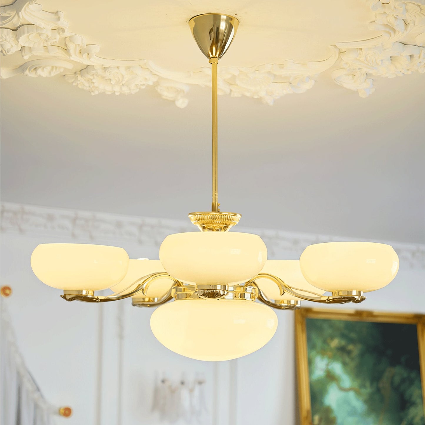 Brass Radiance Orb Chandelier - Adjustable Height, LED Compatible