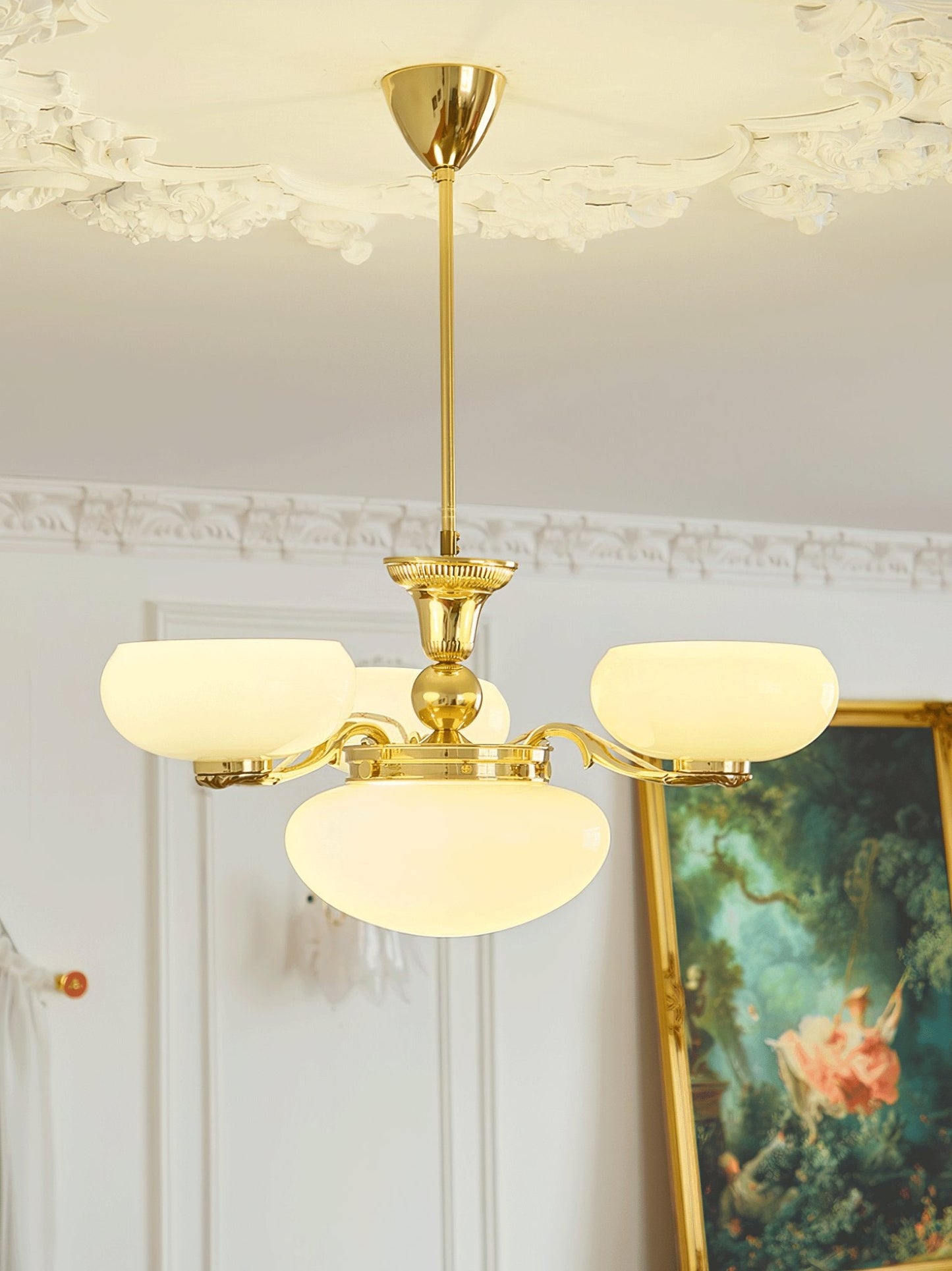 Brass Radiance Orb Chandelier - Adjustable Height, LED Compatible