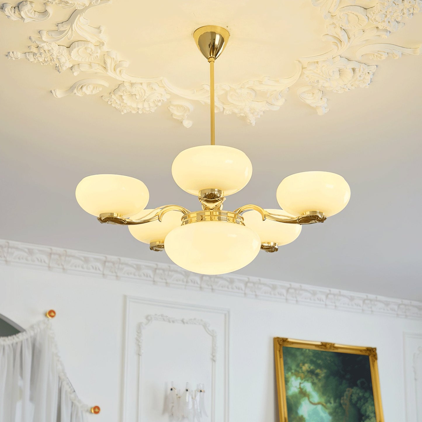 Brass Radiance Orb Chandelier - Adjustable Height, LED Compatible
