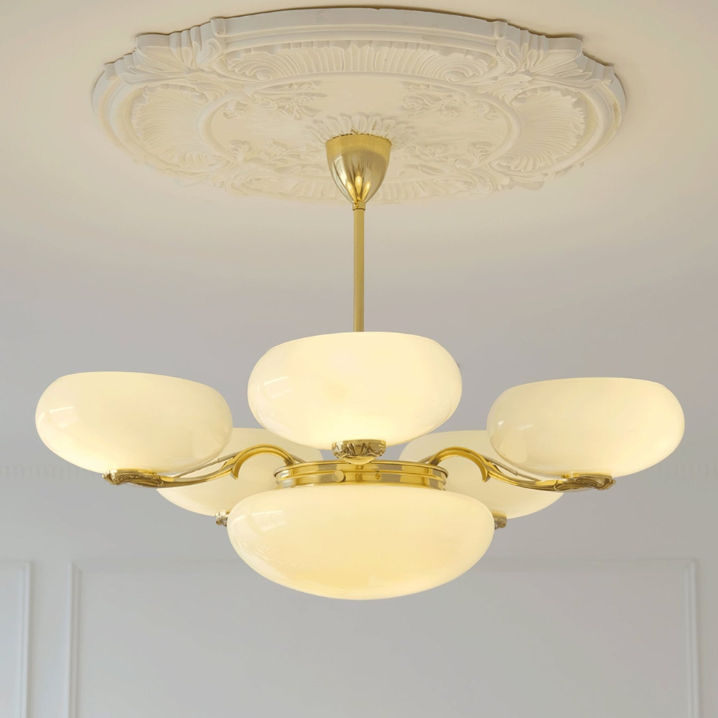 Brass Radiance Orb Chandelier - Adjustable Height, LED Compatible