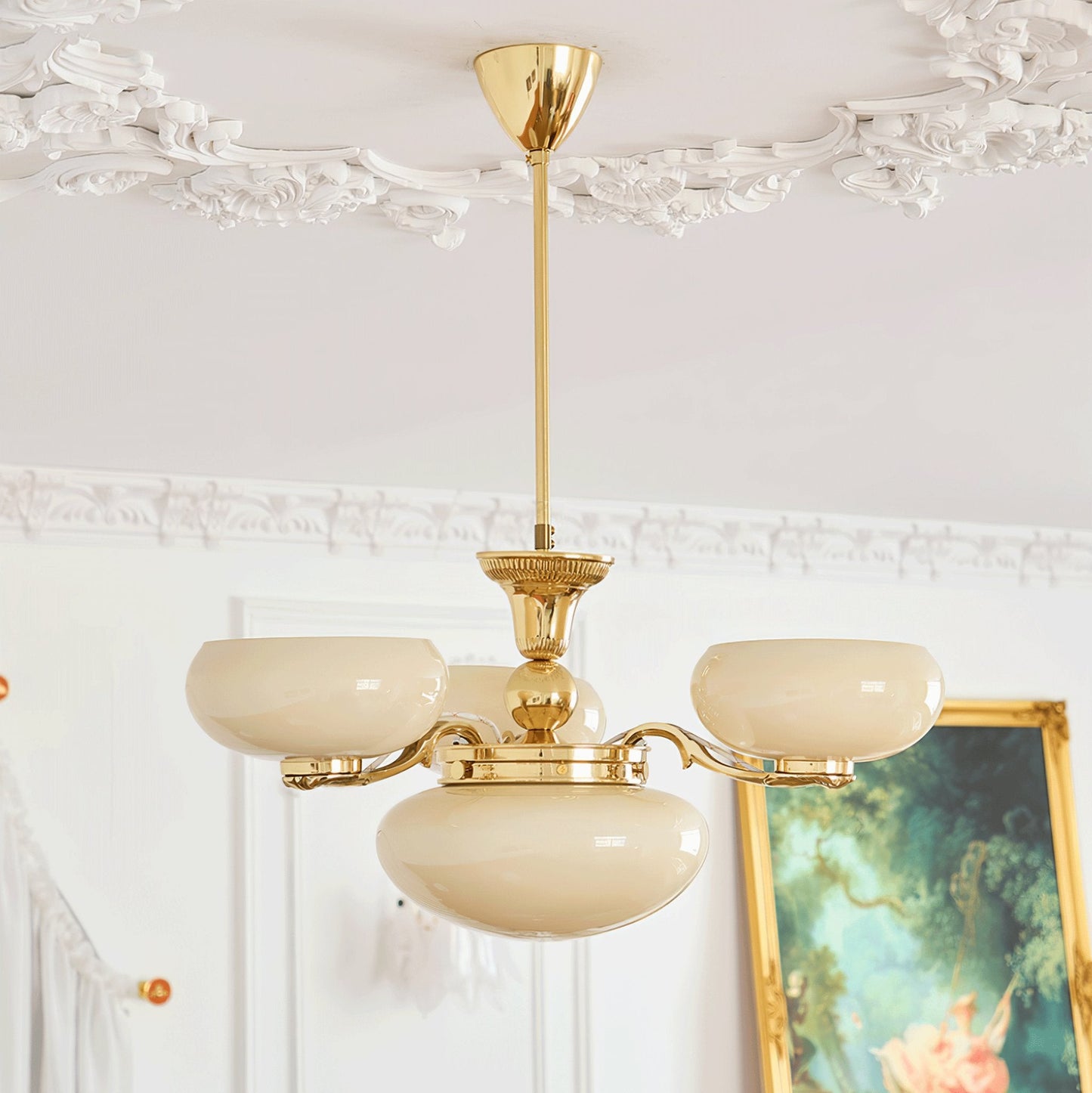 Brass Radiance Orb Chandelier - Adjustable Height, LED Compatible