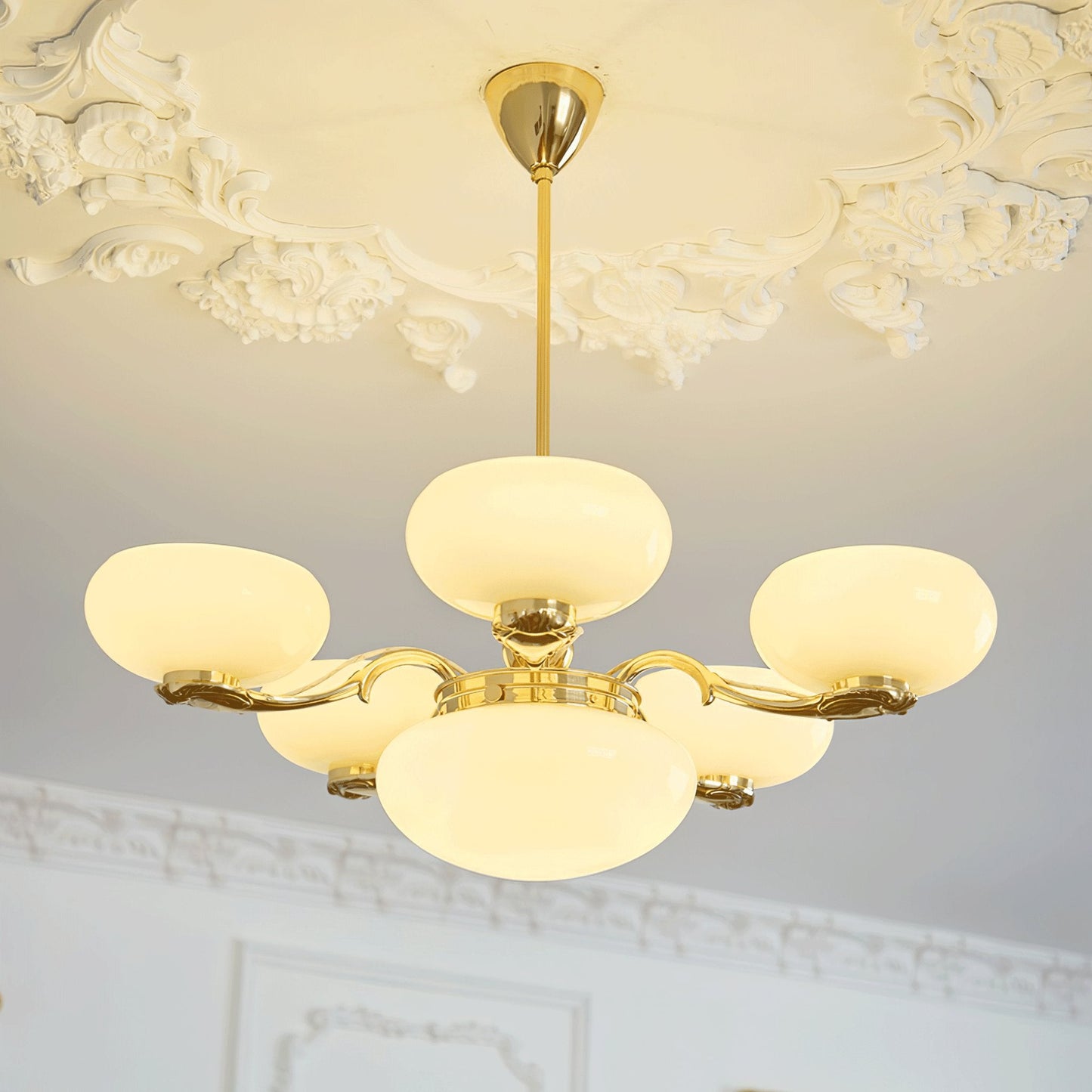 Brass Radiance Orb Chandelier - Adjustable Height, LED Compatible