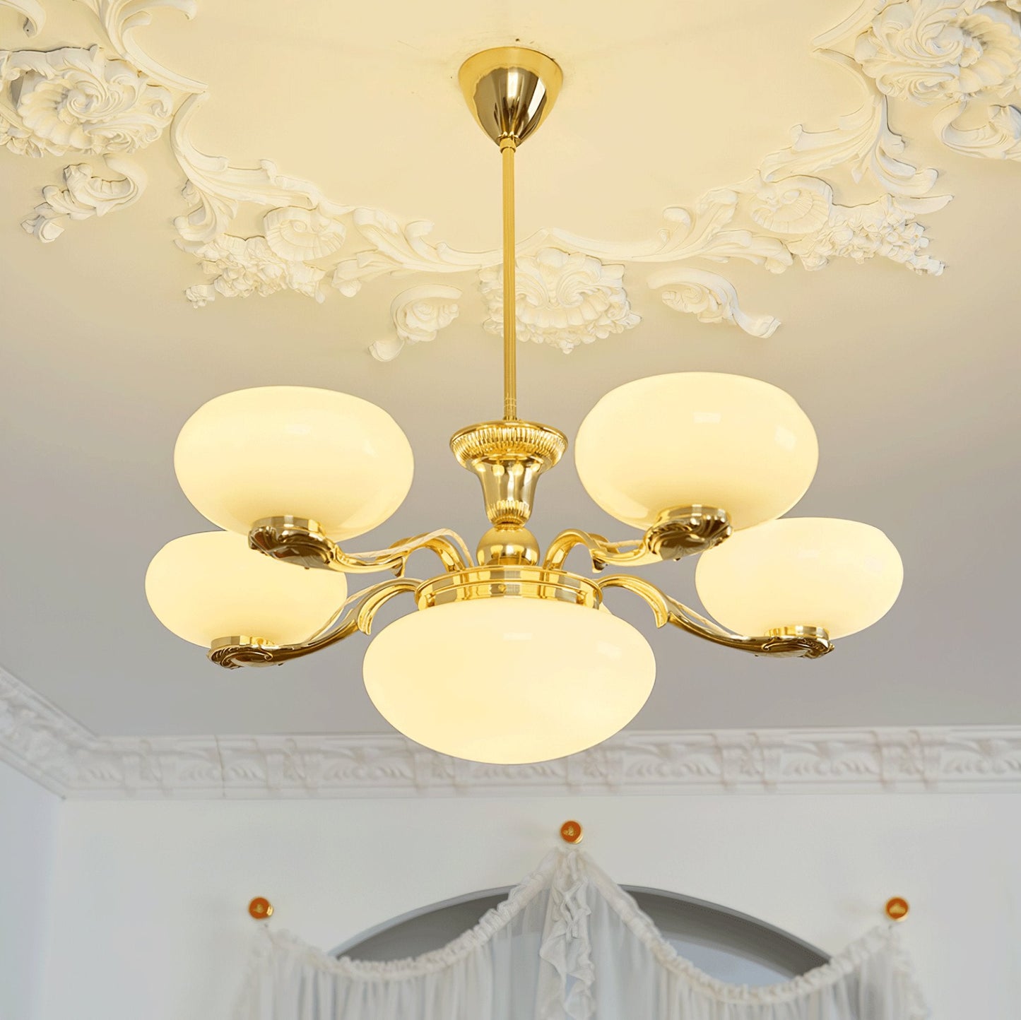 Brass Radiance Orb Chandelier - Adjustable Height, LED Compatible