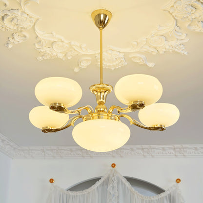 Brass Radiance Orb Chandelier - Adjustable Height, LED Compatible