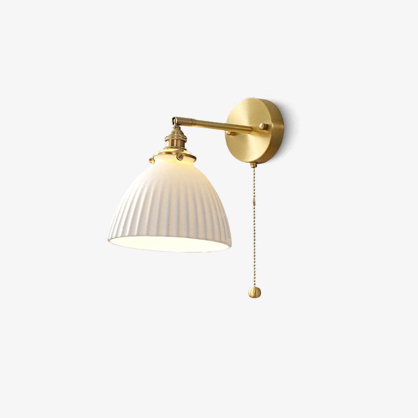 Brass Pleated Ceramic Wall Lamp - Elegant Design with Adjustable Light