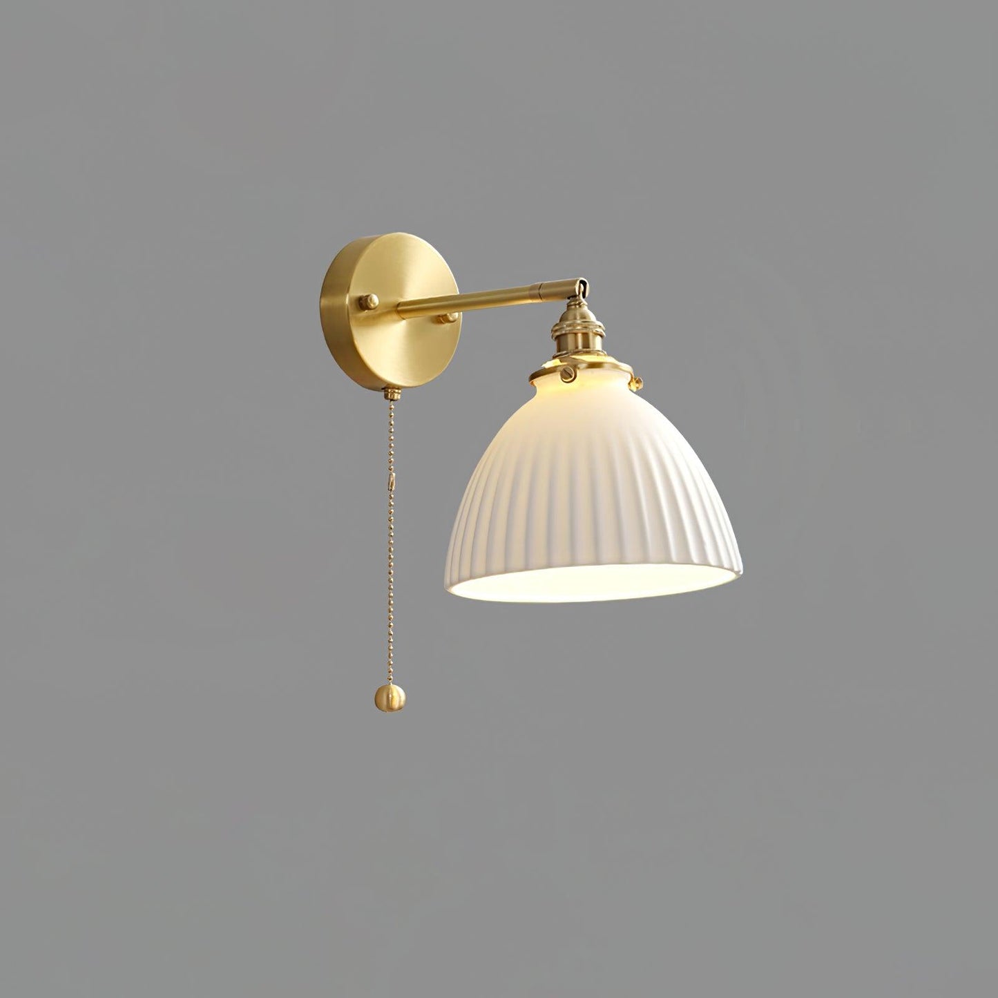 Brass Pleated Ceramic Wall Lamp - Elegant Design with Adjustable Light