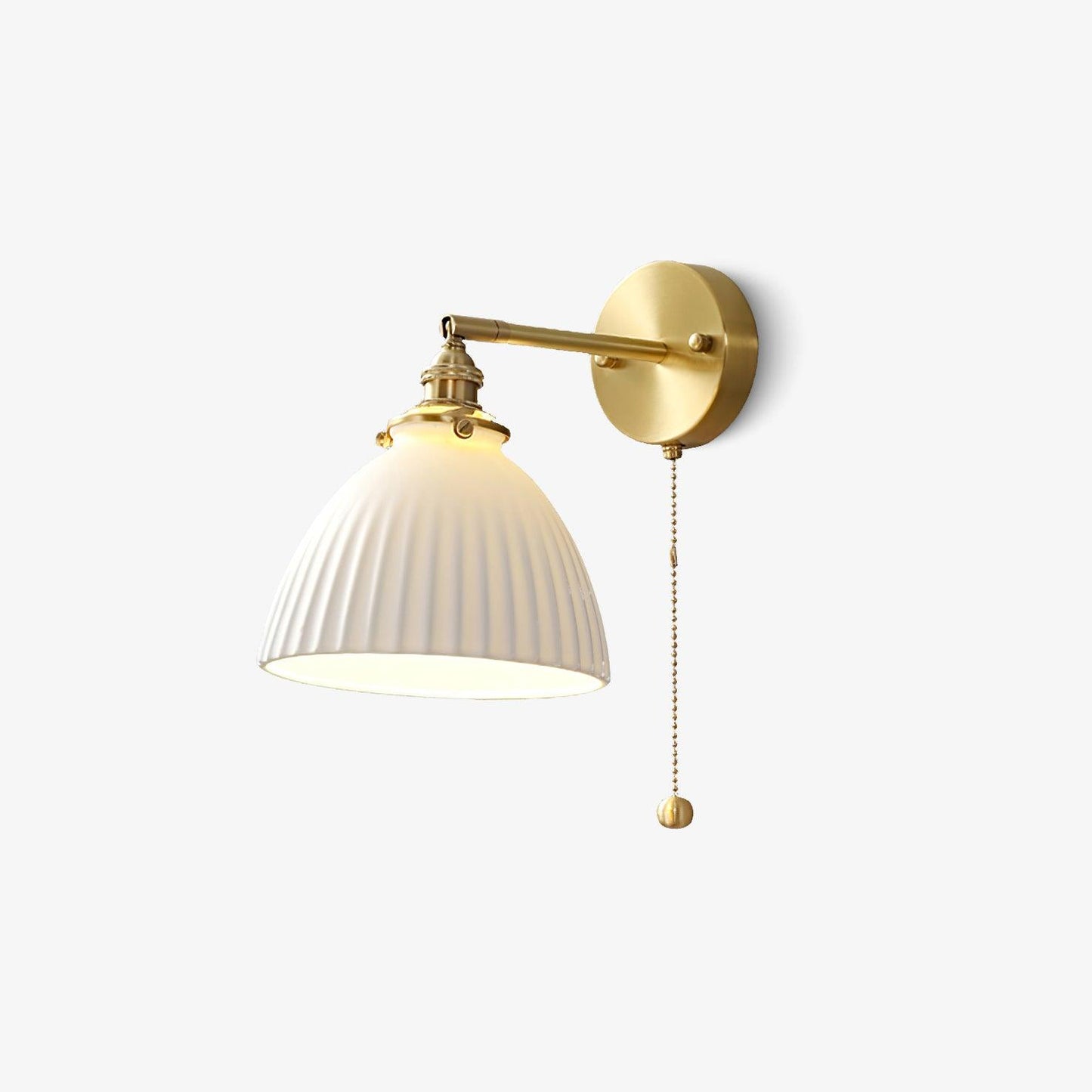 Brass Pleated Ceramic Wall Lamp - Elegant Design with Adjustable Light