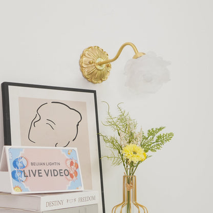Brass Rose Wall Light - Elegant Design with Adjustable Brightness