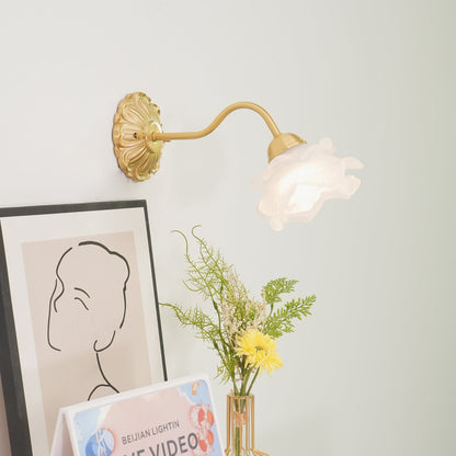 Brass Rose Wall Light - Elegant Design with Adjustable Brightness