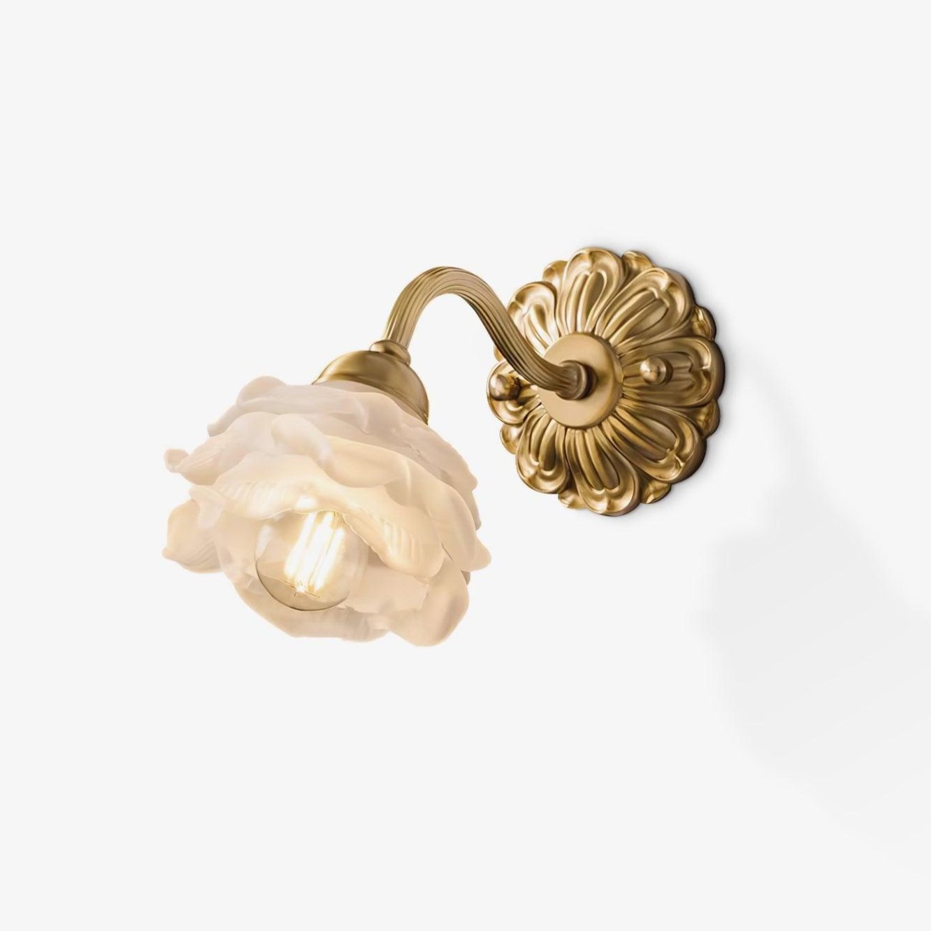 Brass Rose Wall Light - Elegant Design with Adjustable Brightness