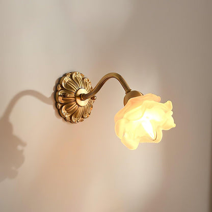 Brass Rose Wall Light - Elegant Design with Adjustable Brightness
