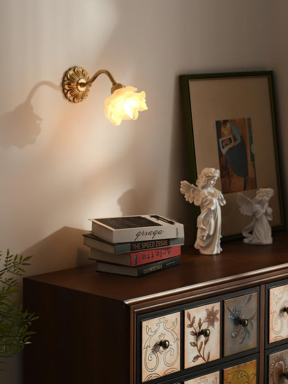 Brass Rose Wall Light - Elegant Design with Adjustable Brightness
