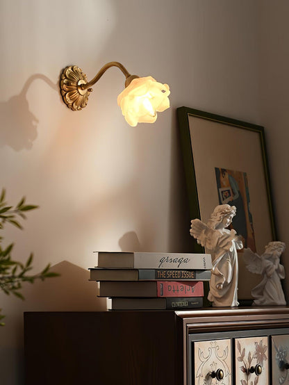 Brass Rose Wall Light - Elegant Design with Adjustable Brightness