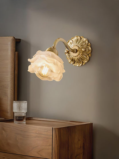Brass Rose Wall Light - Elegant Design with Adjustable Brightness