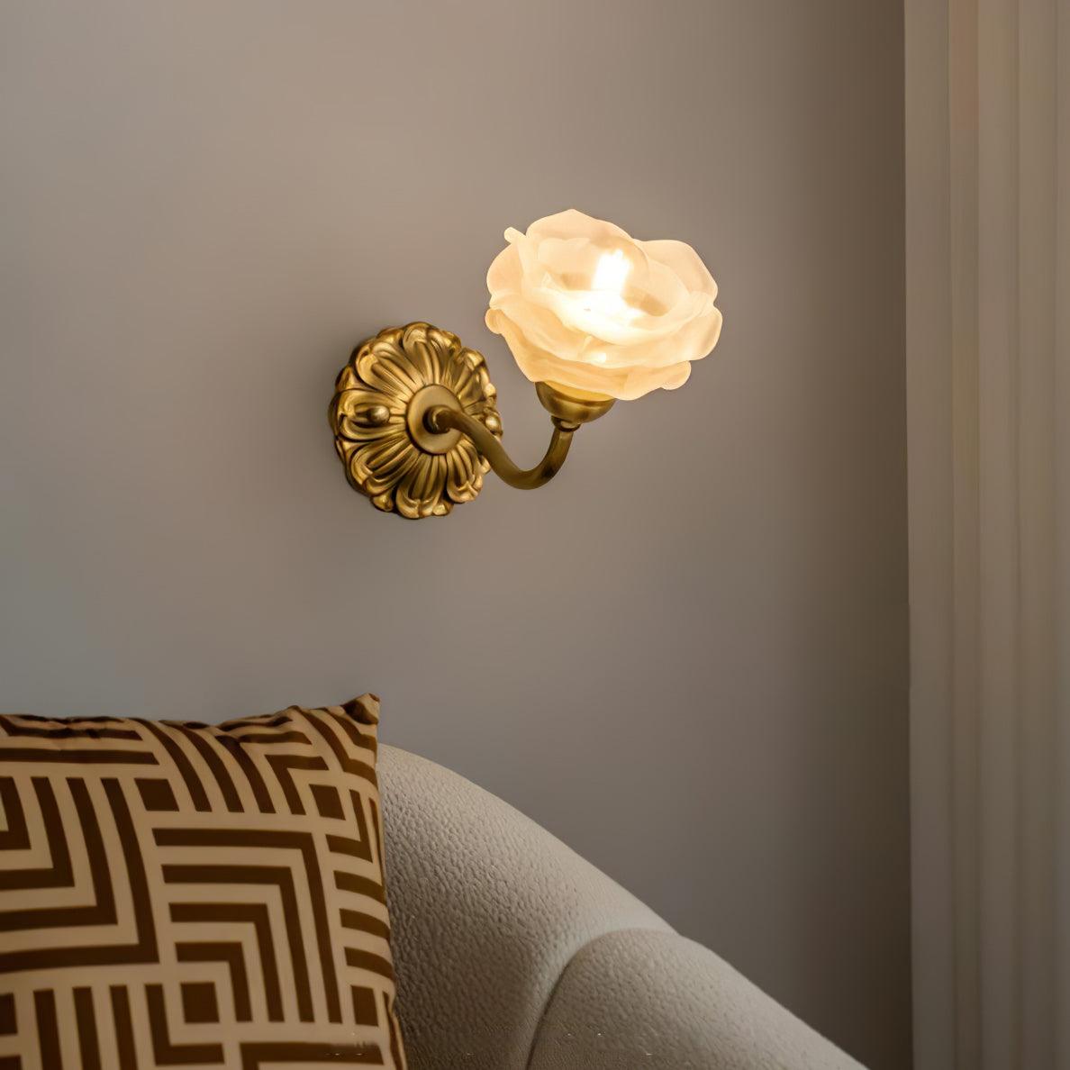 Brass Rose Wall Light - Elegant Design with Adjustable Brightness
