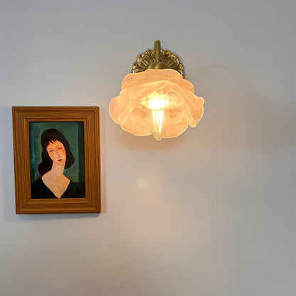 Brass Rose Wall Light - Elegant Design with Adjustable Brightness