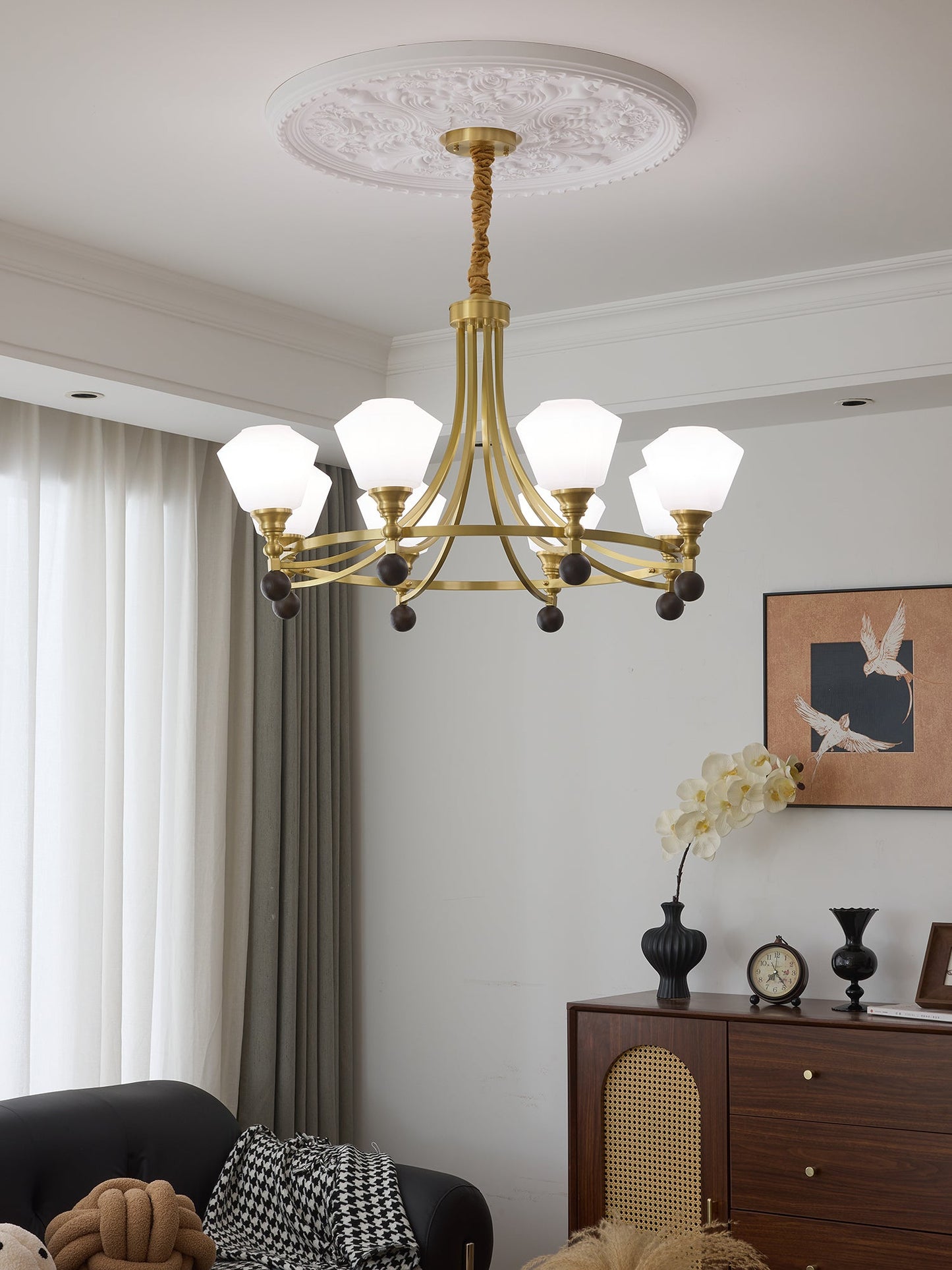 Elegant Bravado Chandelier - Crystal Accents & Adjustable Height