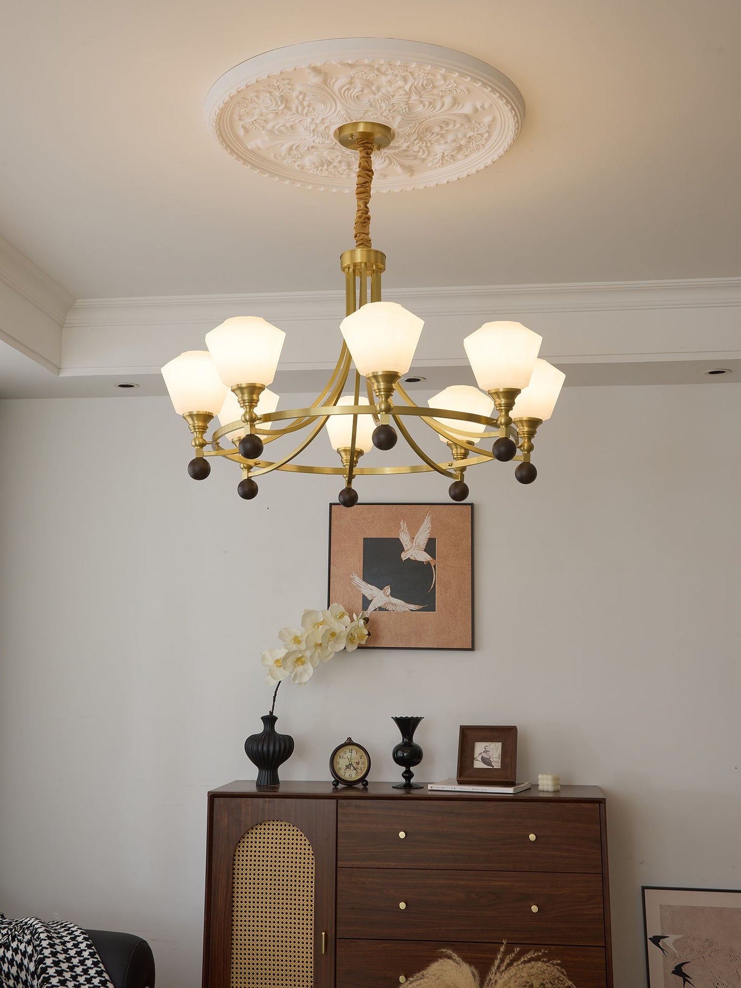 Elegant Bravado Chandelier - Crystal Accents & Adjustable Height