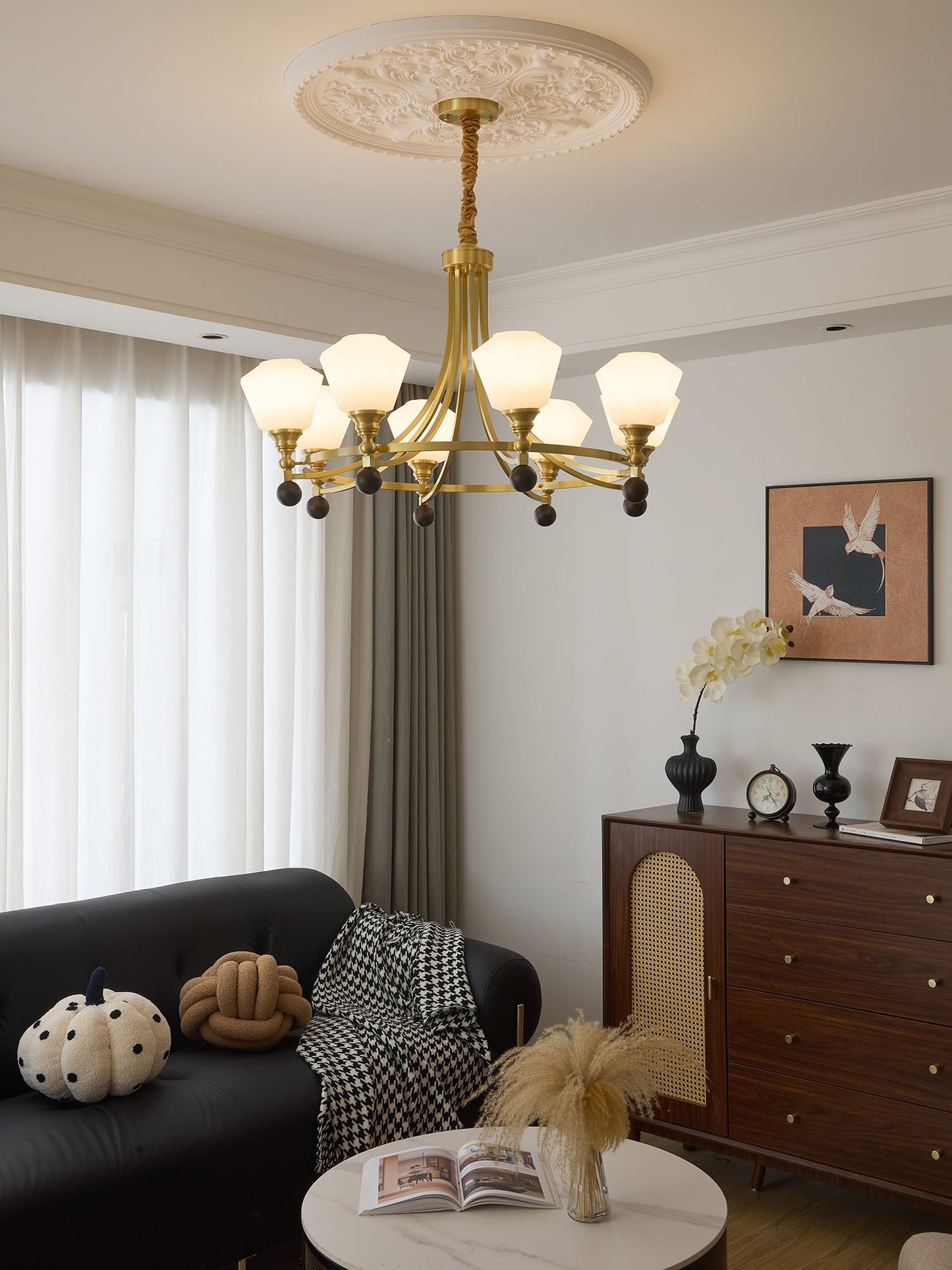 Elegant Bravado Chandelier - Crystal Accents & Adjustable Height