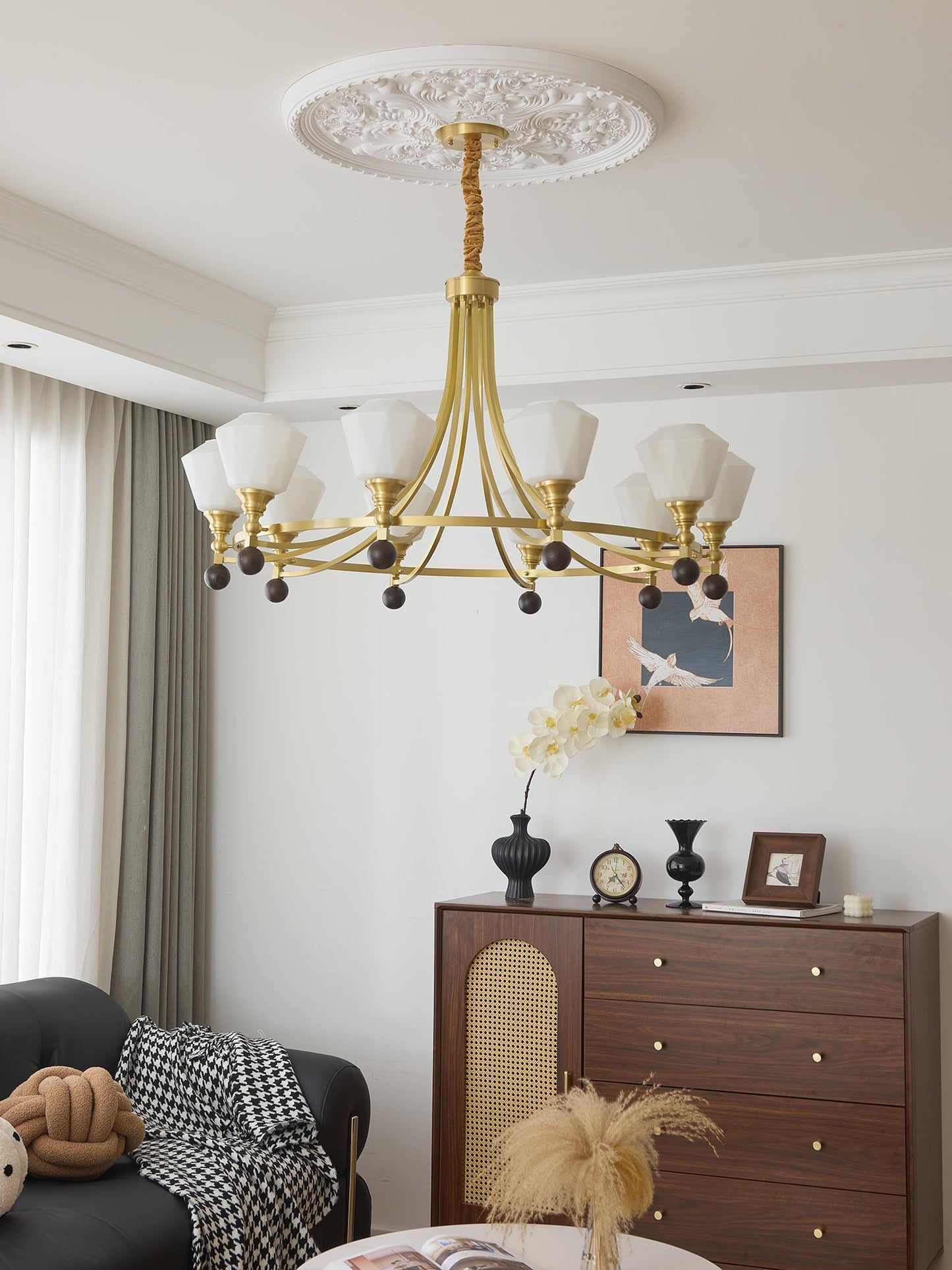 Elegant Bravado Chandelier - Crystal Accents & Adjustable Height