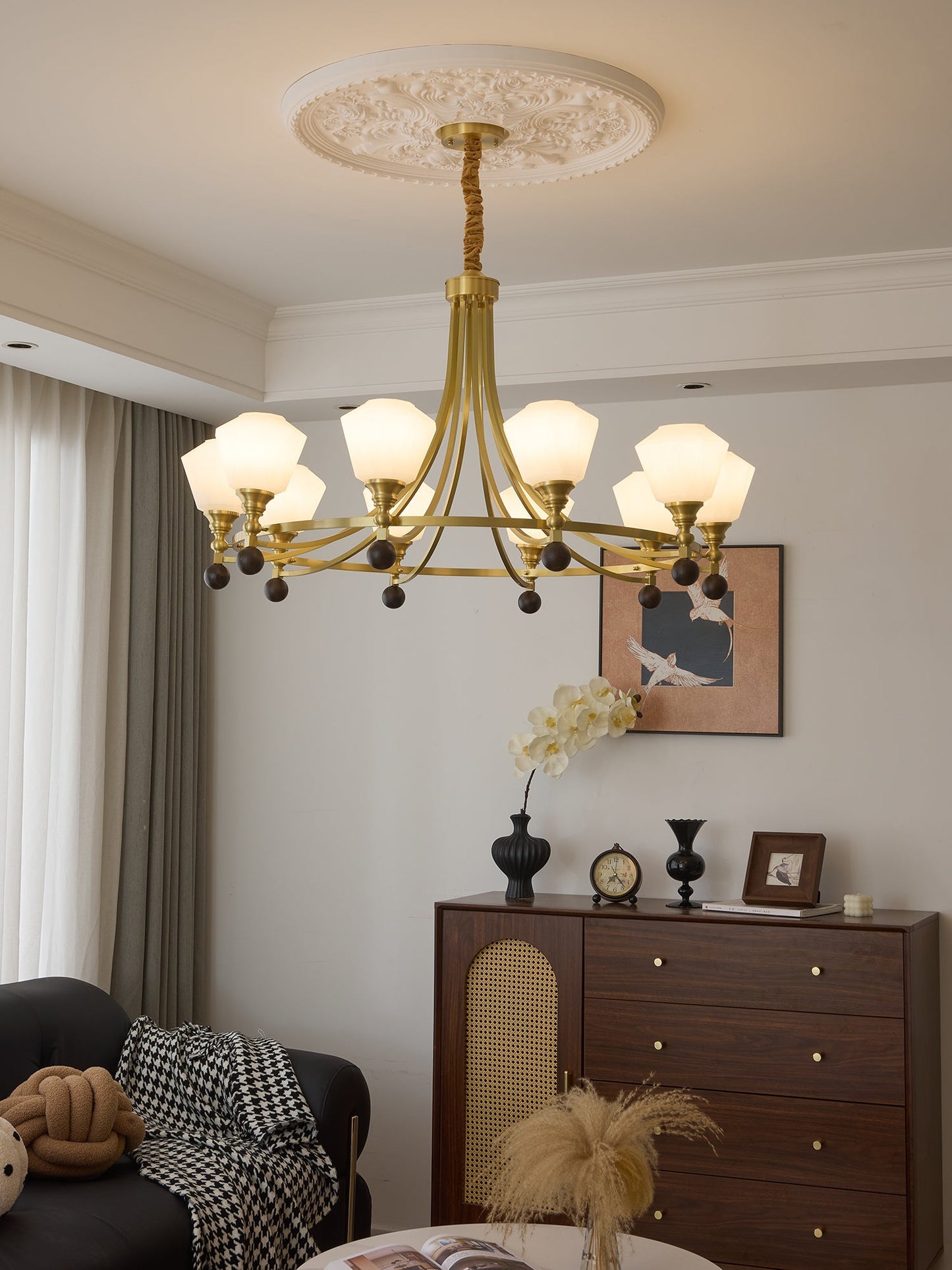 Elegant Bravado Chandelier - Crystal Accents & Adjustable Height