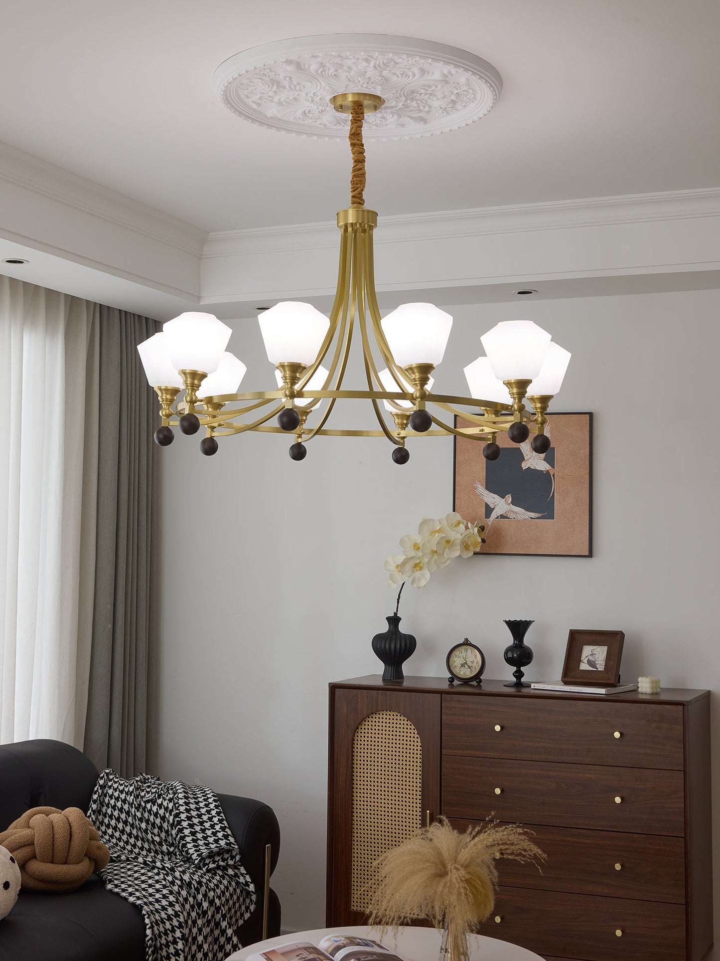 Elegant Bravado Chandelier - Crystal Accents & Adjustable Height