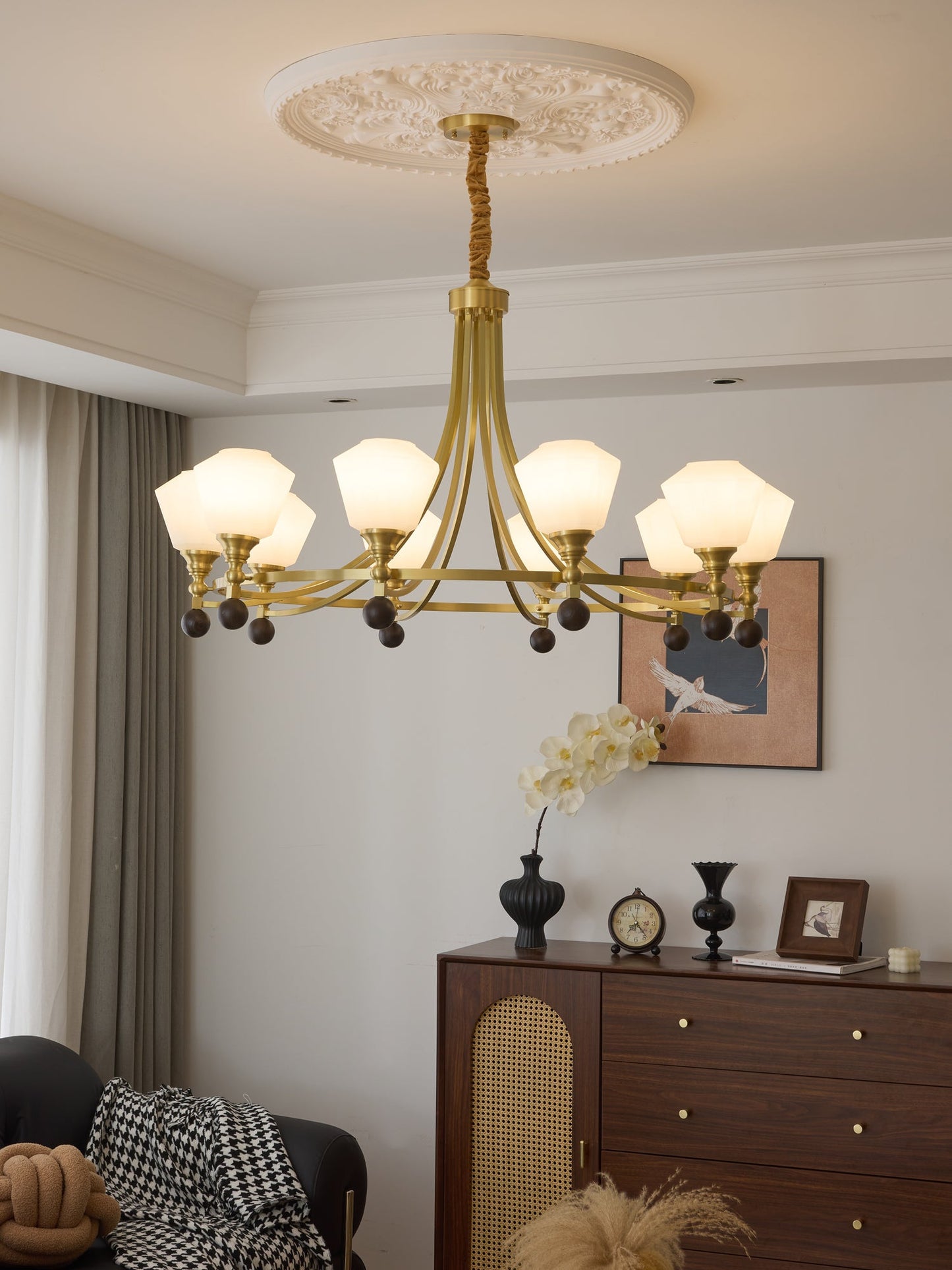 Elegant Bravado Chandelier - Crystal Accents & Adjustable Height