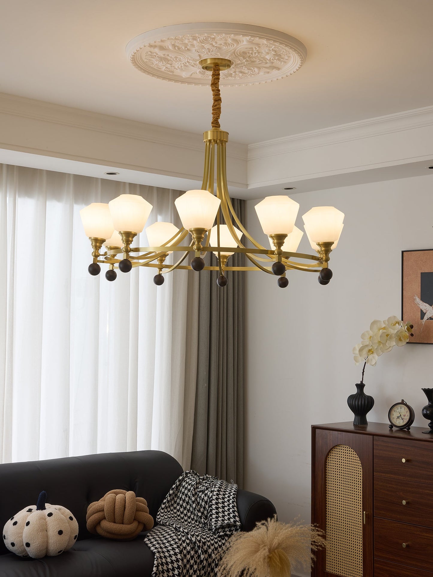 Elegant Bravado Chandelier - Crystal Accents & Adjustable Height