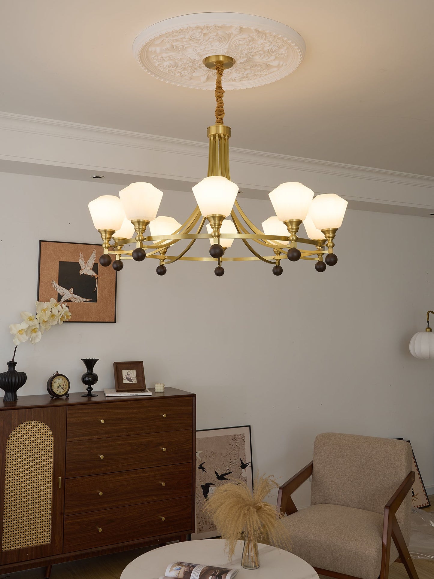 Elegant Bravado Chandelier - Crystal Accents & Adjustable Height