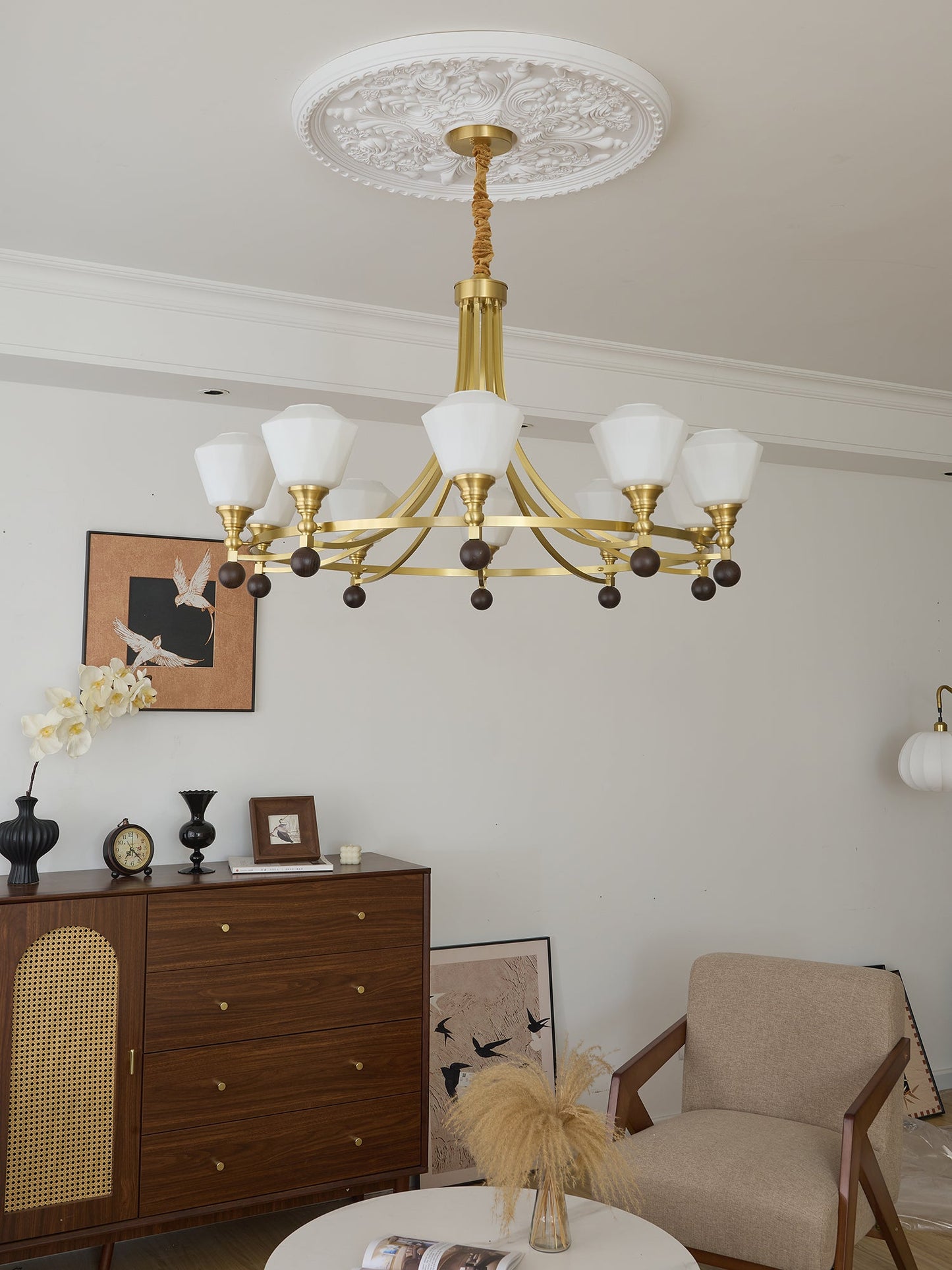 Elegant Bravado Chandelier - Crystal Accents & Adjustable Height