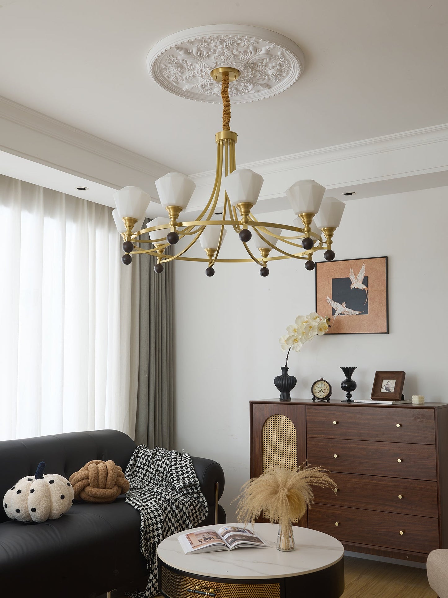 Elegant Bravado Chandelier - Crystal Accents & Adjustable Height