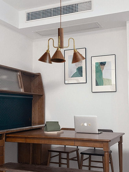 Bravik Wood Chandelier - Elegant Design with Adjustable Height & LED C