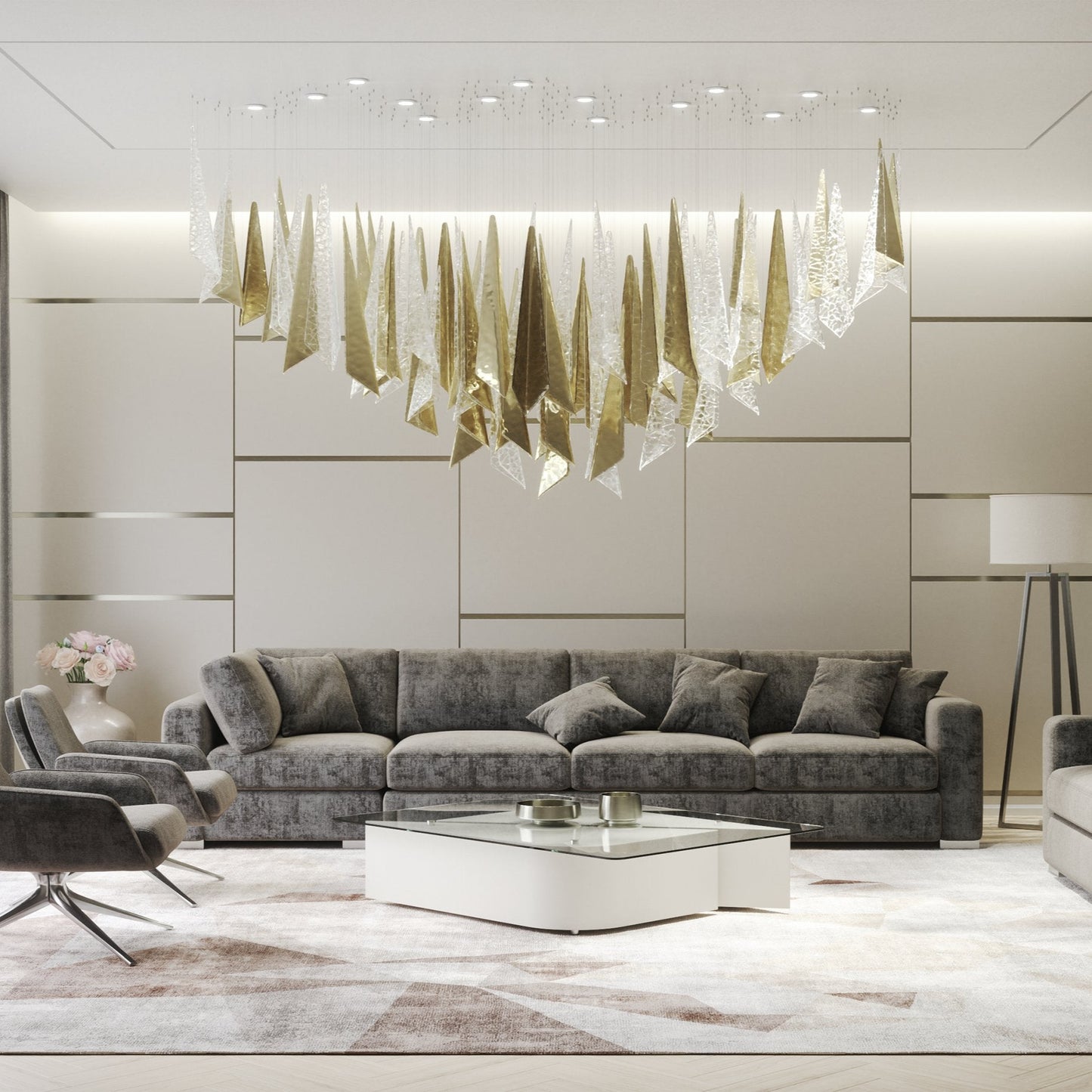 Elegant Breeze Chandelier - Adjustable Height, Energy-Efficient LED Li