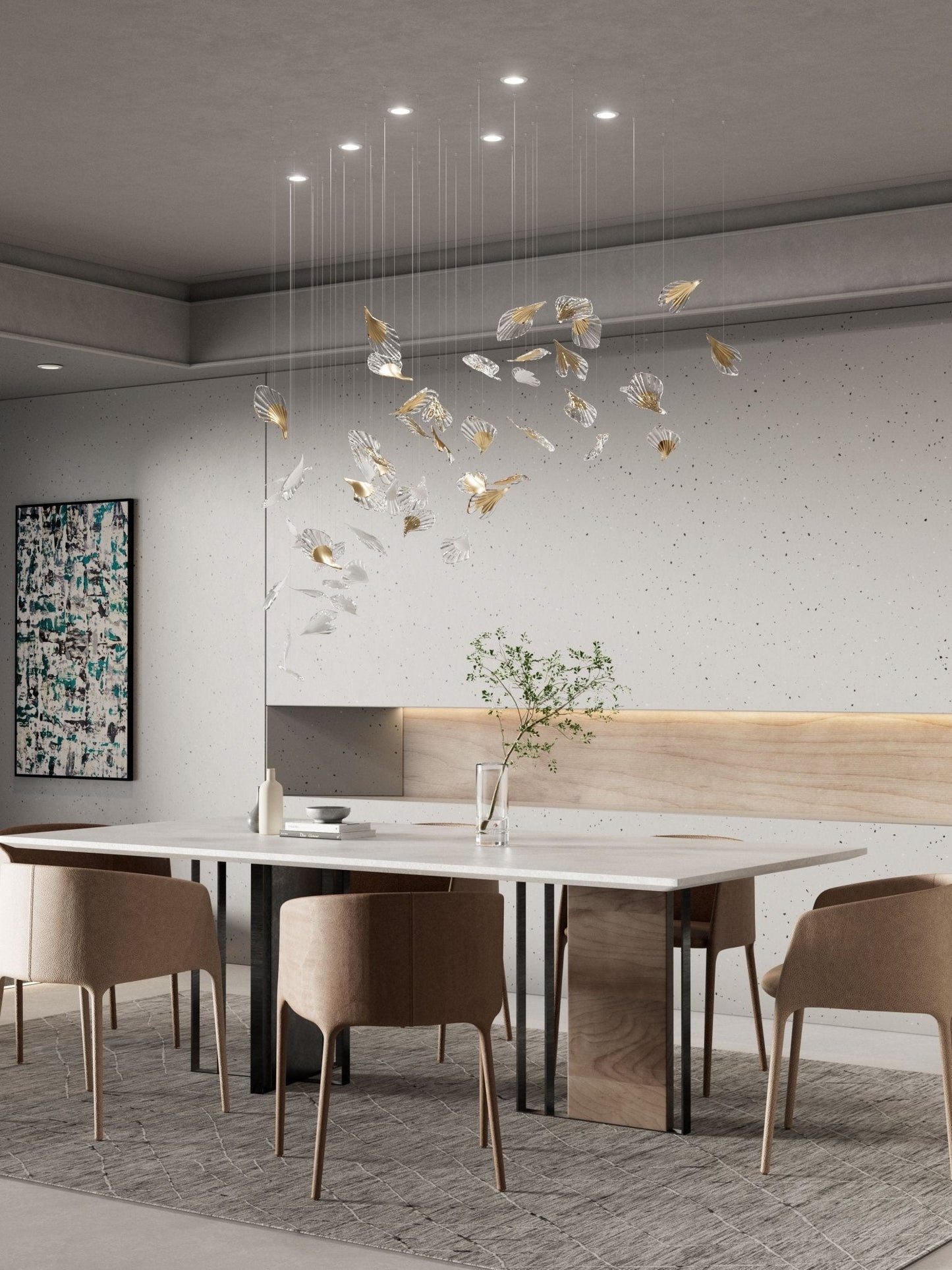 Breezeleaf Modern Chandelier with Adjustable LED Lighting & Elegant De