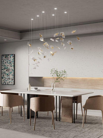 Breezeleaf Modern Chandelier with Adjustable LED Lighting & Elegant De