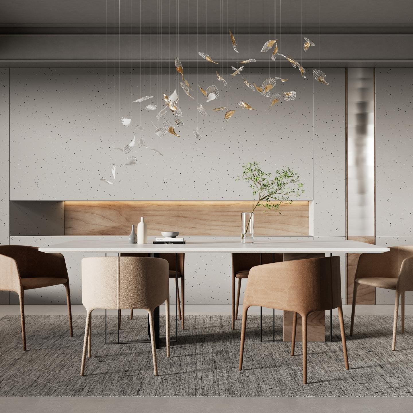 Breezeleaf Modern Chandelier with Adjustable LED Lighting & Elegant De