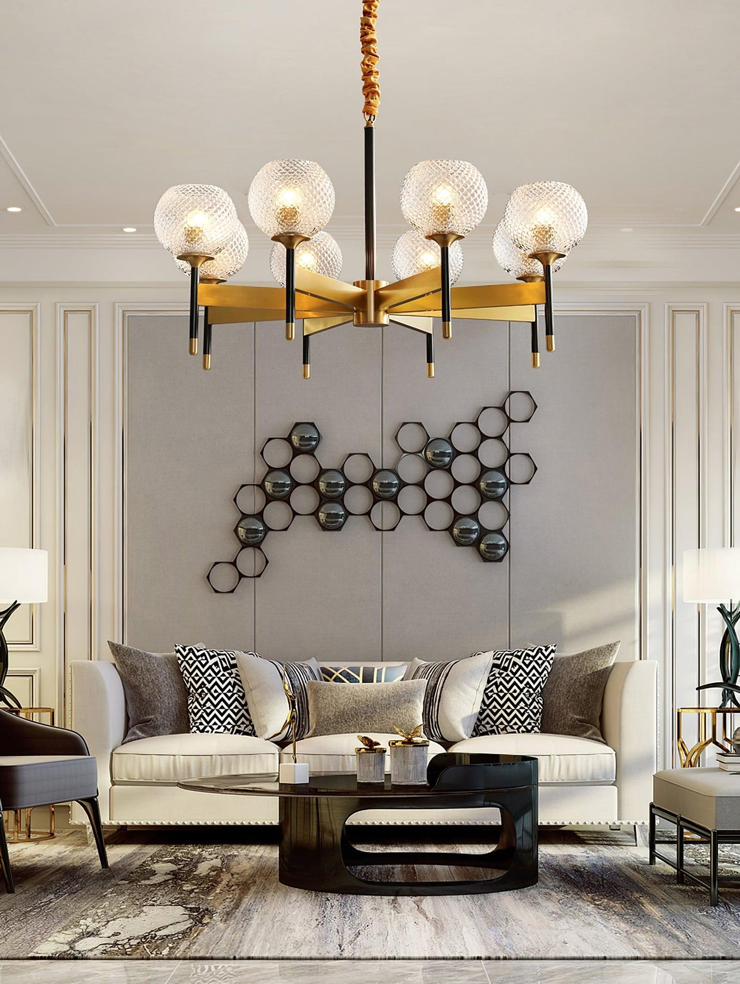 Breton Chandelier - Elegant Design with Adjustable Height & LED Compat