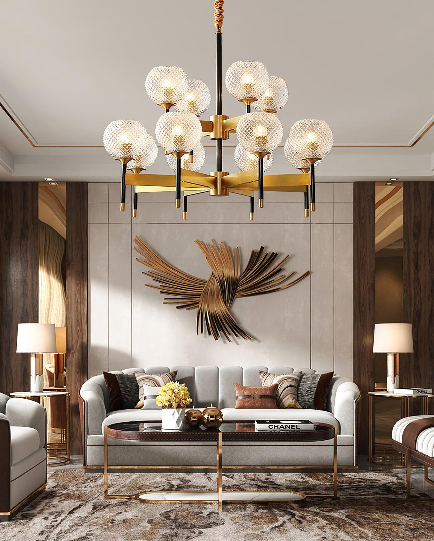 Breton Chandelier - Elegant Design with Adjustable Height & LED Compat
