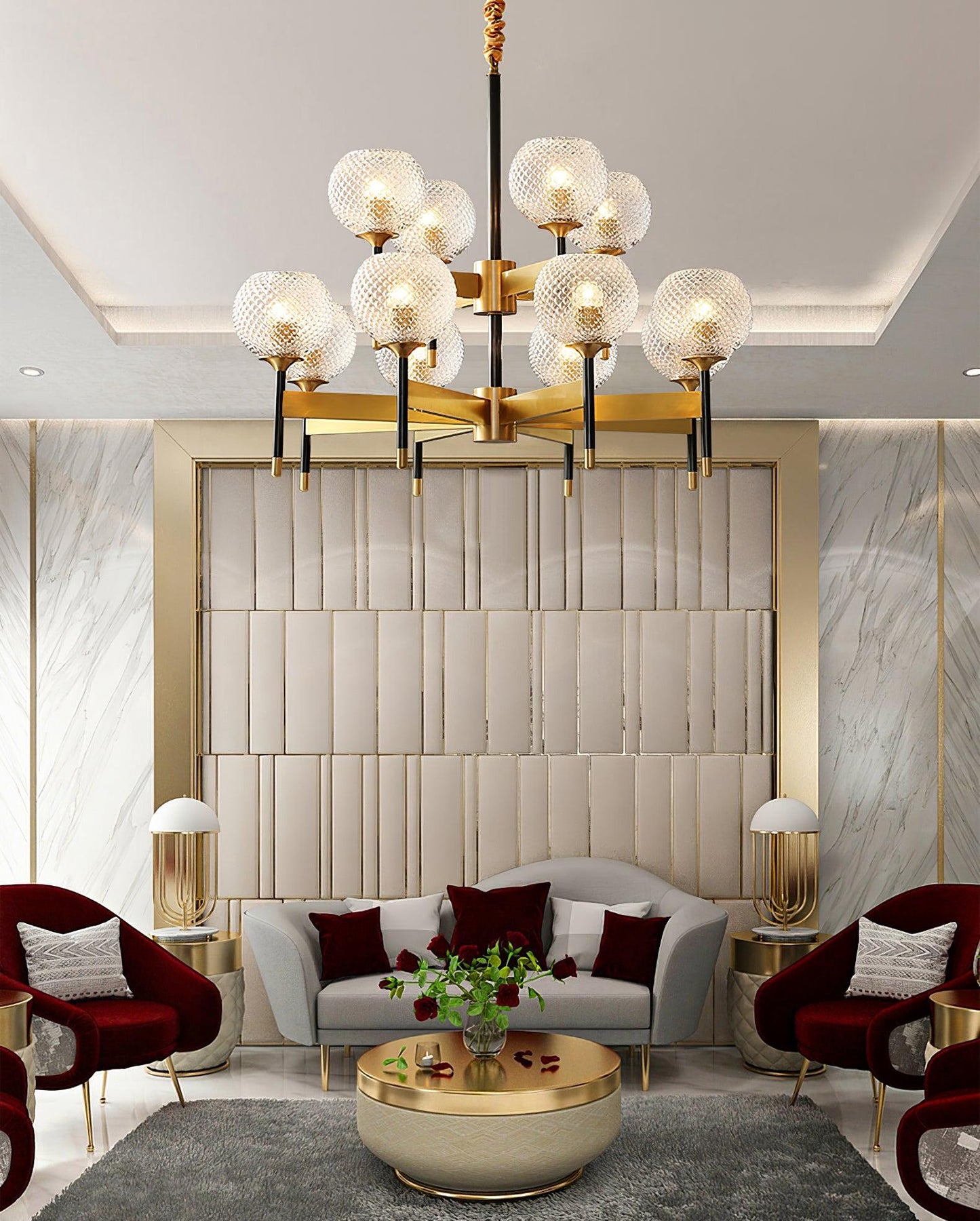 Breton Chandelier - Elegant Design with Adjustable Height & LED Compat