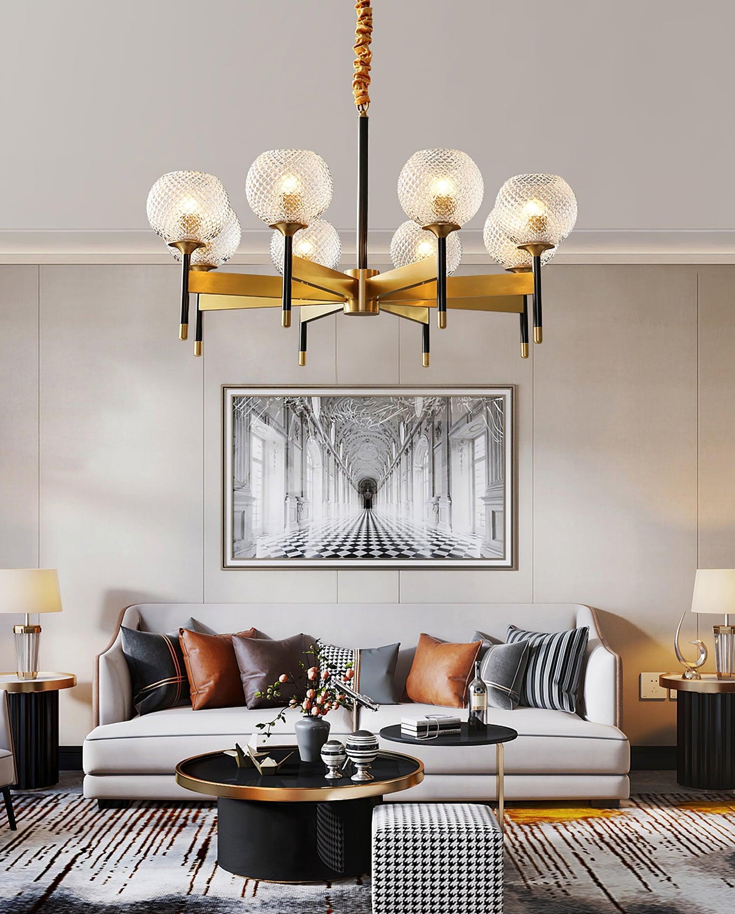 Breton Chandelier - Elegant Design with Adjustable Height & LED Compat