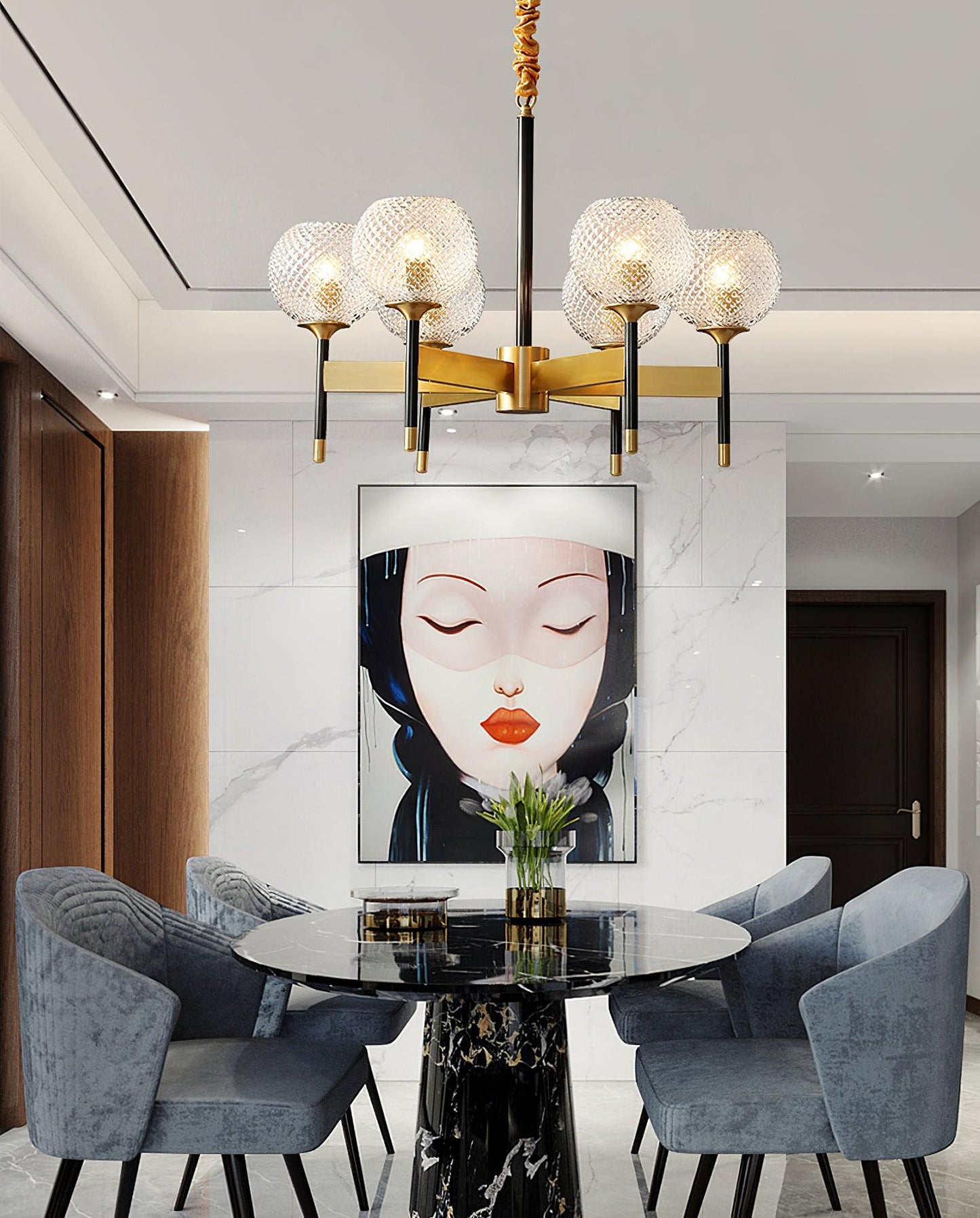Breton Chandelier - Elegant Design with Adjustable Height & LED Compat