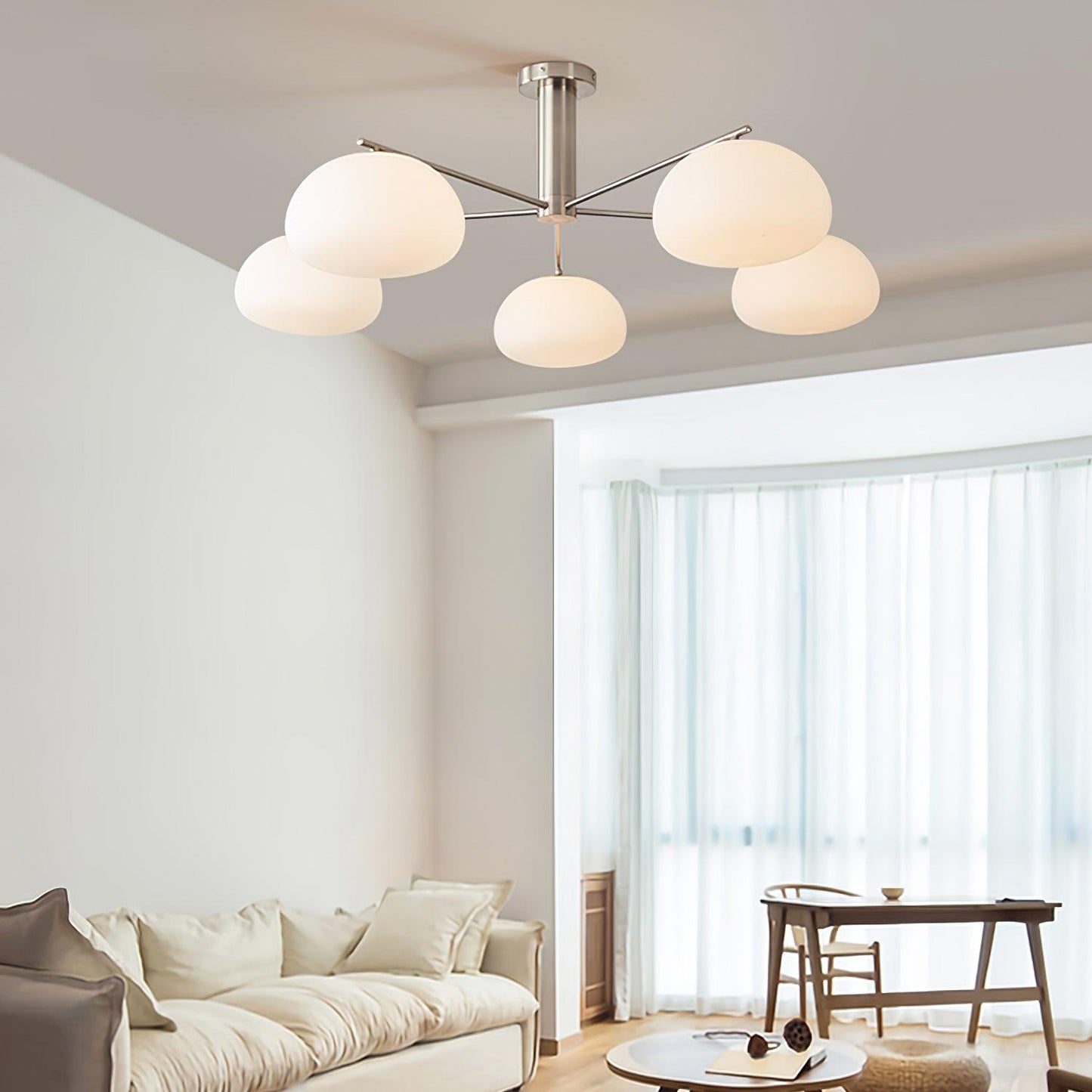Briette Modern Chandelier - Adjustable Height, Elegant Crystal Accents